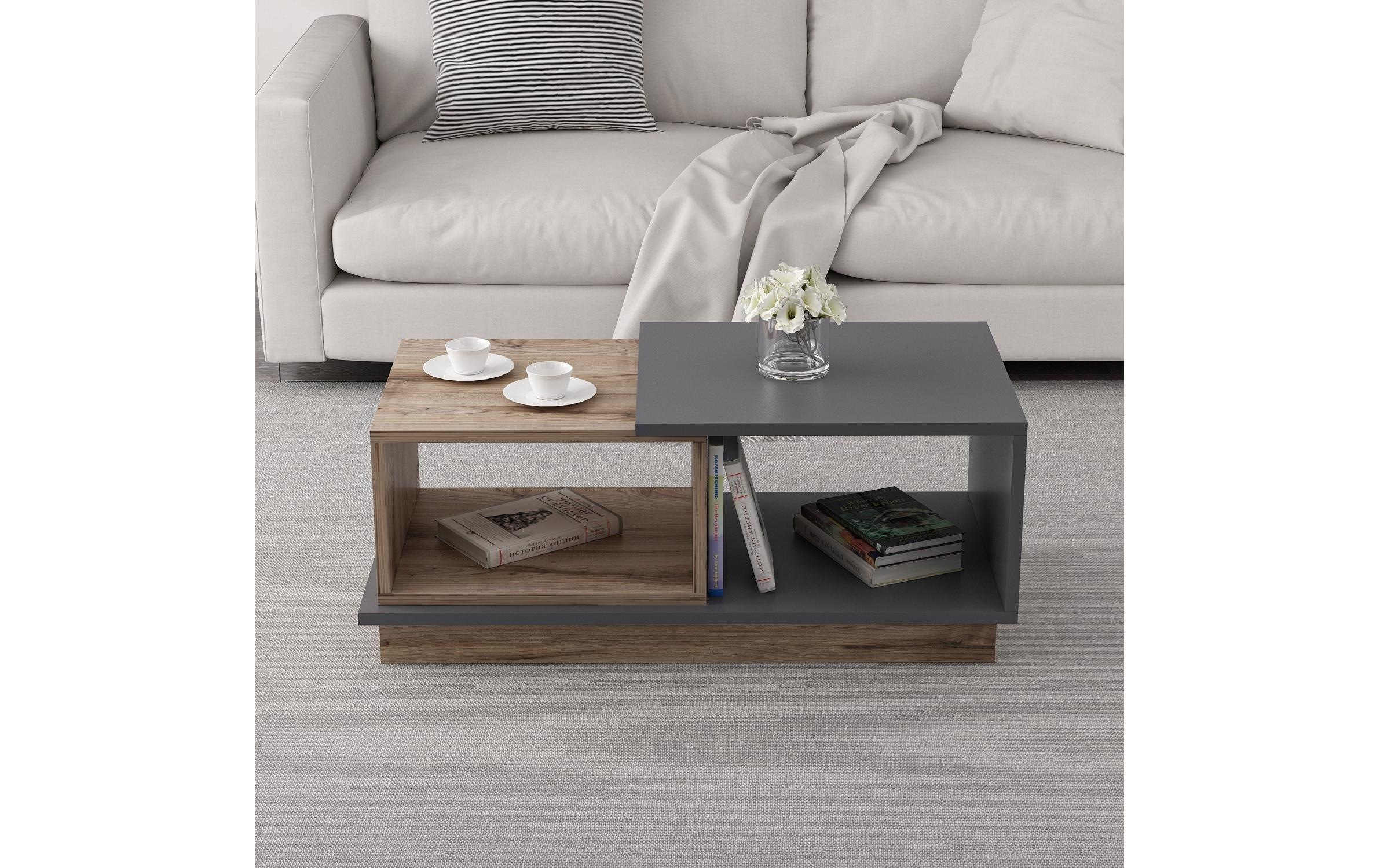 WOODY FASHION Table d'appoint »Consept 90 x 36 x 45 cm, Anthrazit/Braun«
