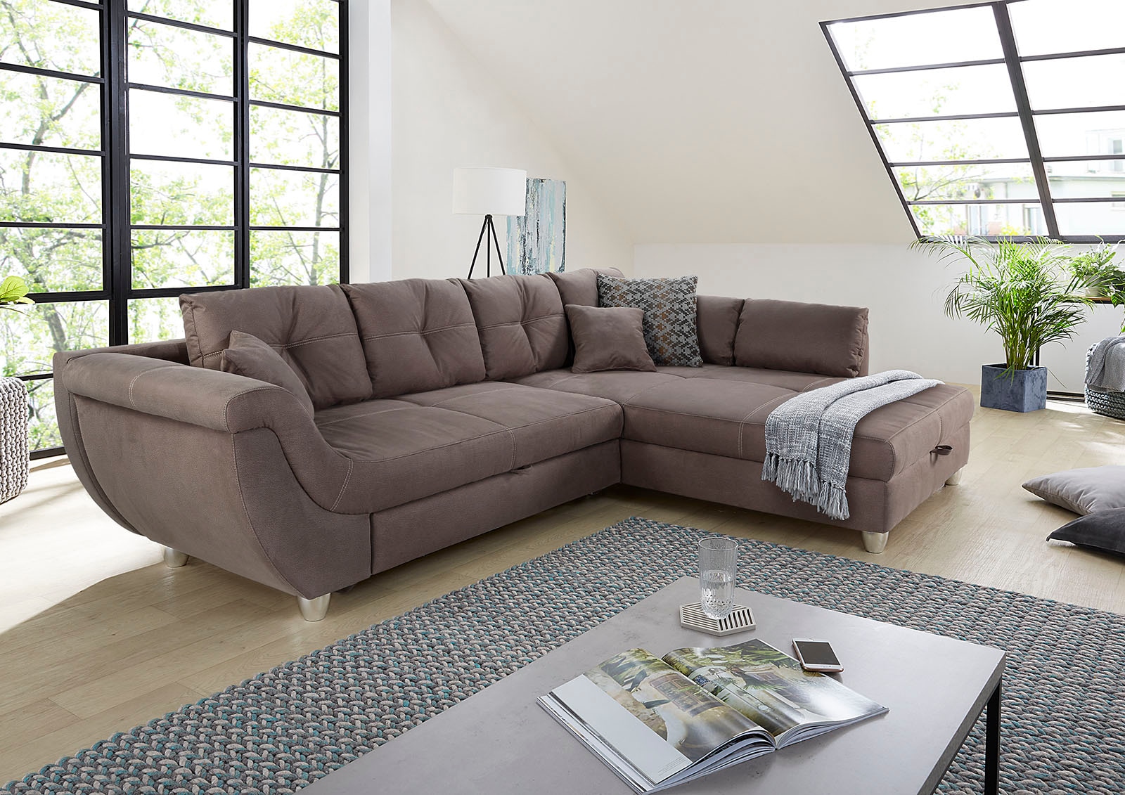 Image of Jockenhöfer Gruppe Ecksofa "Maranello L-Form, B: 330 cm" mit Bettfunktion, Bettkasten & Zierkissen