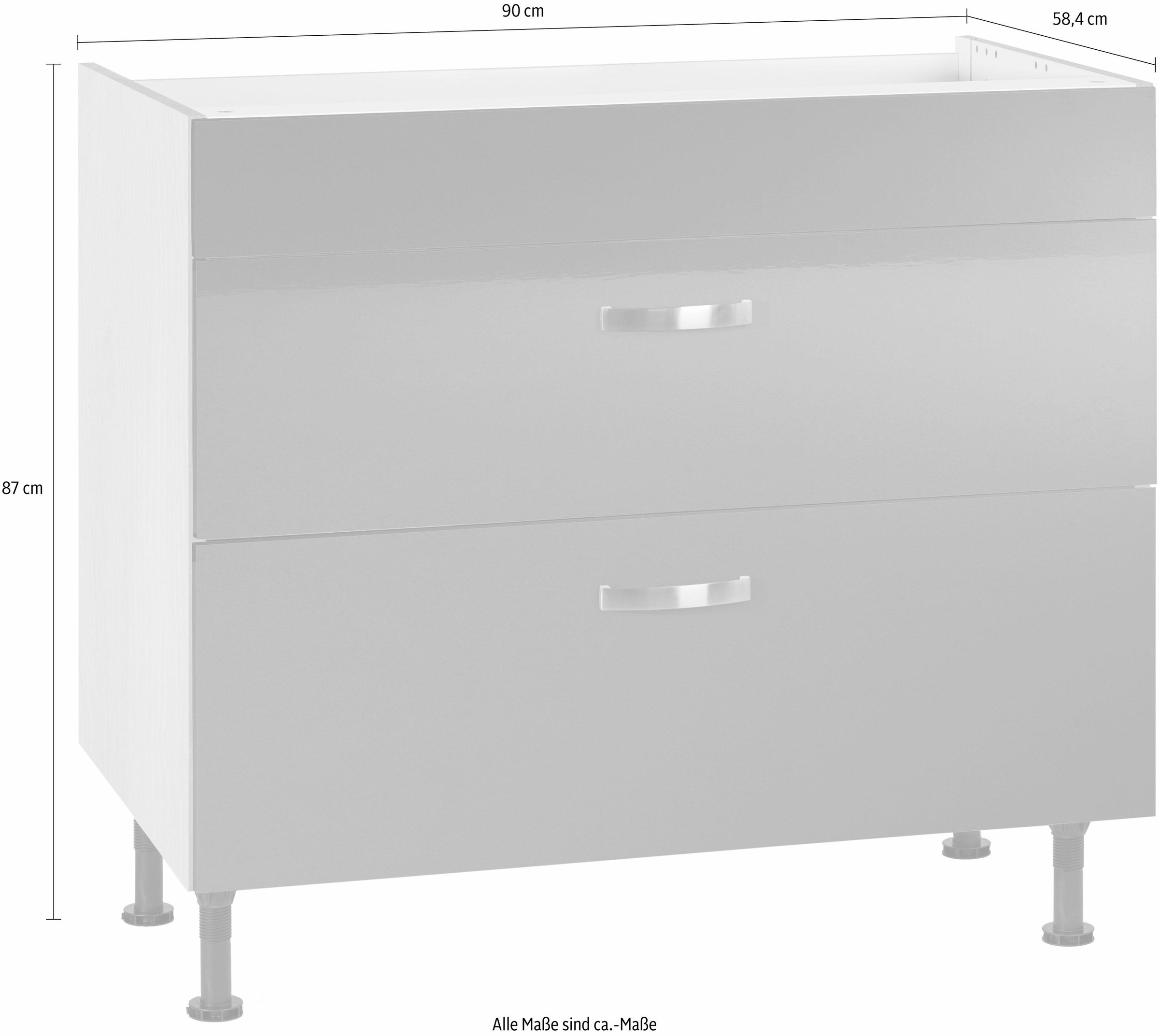 KOCHSTATION Kochfeldumbauschrank »KS-Cara« Breite 90 cm, mit Vollauszügen und Soft-Close-Funktion