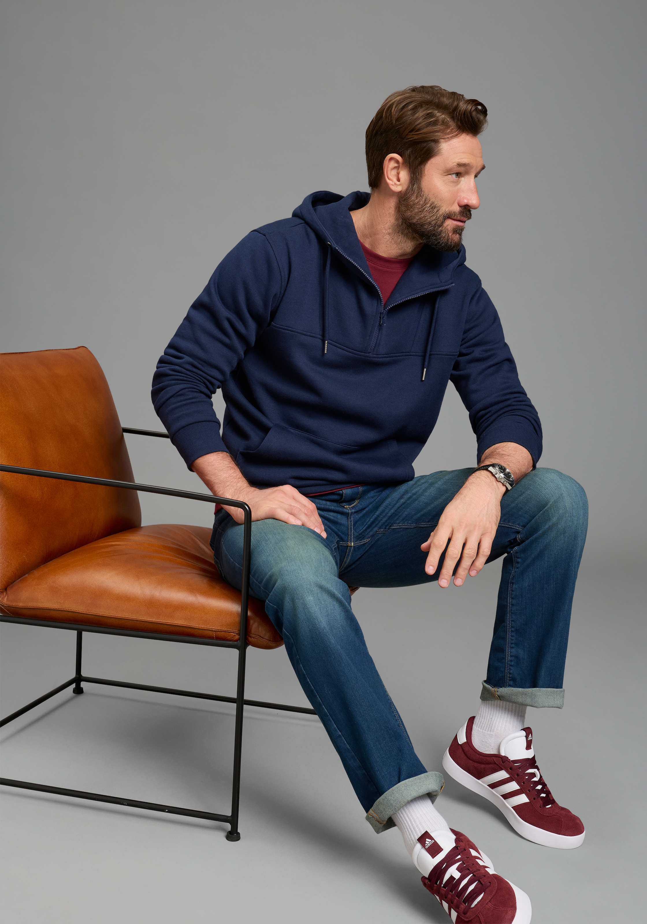 H.I.S Kapuzensweatshirt , mit Kapuze und Kordelzug, mit Reissverschluss, Regular Fit
