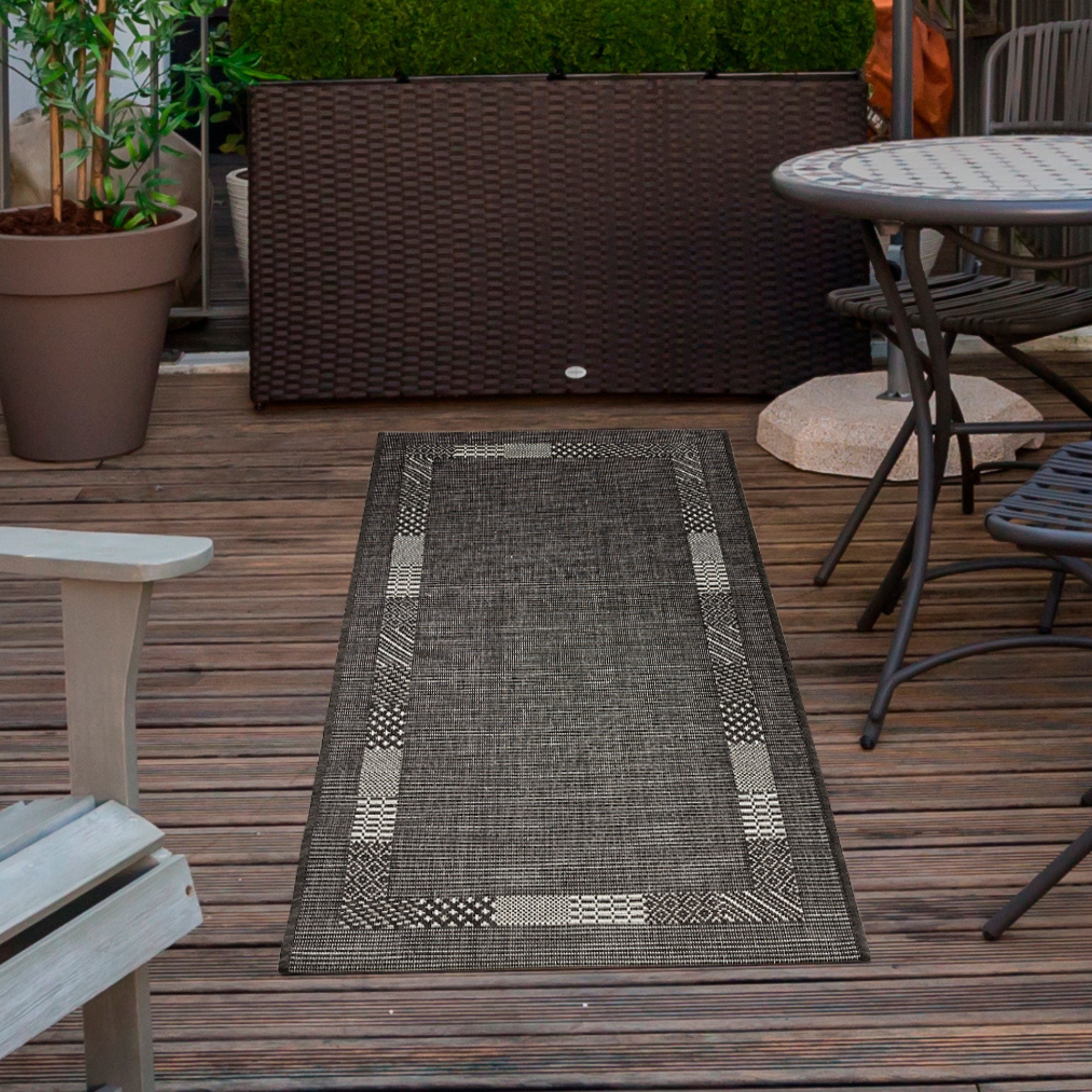 Image of Andiamo Teppich "Montana" rechteckig 5 mm Höhe Flachgewebe, meliert, mit Bordüre, In- und Outdoor geeignet
