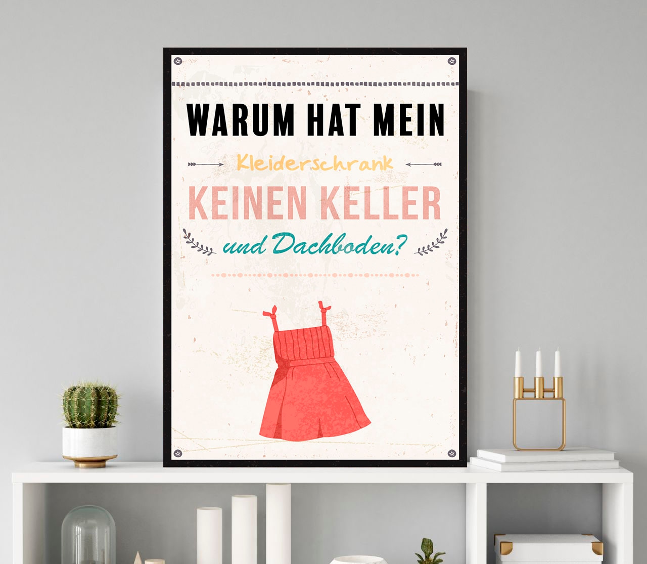Image of queence Metallbild "Kleiderschrank" Schriftzug Schriftzüge 1 Stk. tlg. Stahlschilder