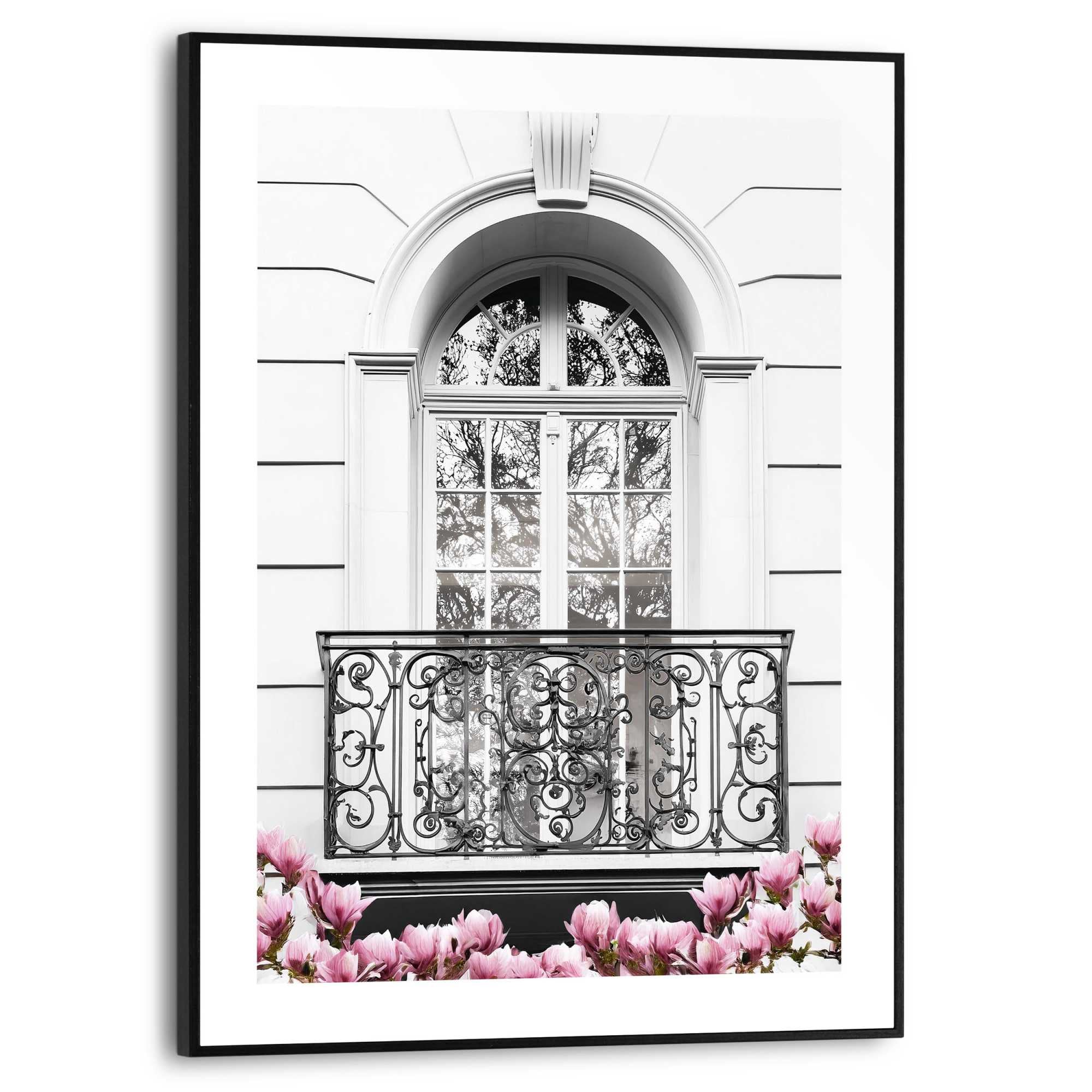 Image of Reinders Poster "Romantischer Balkon" Wohnzimmer - Schwarz-Weiss - MDF - Gebäude - 30x40 cm