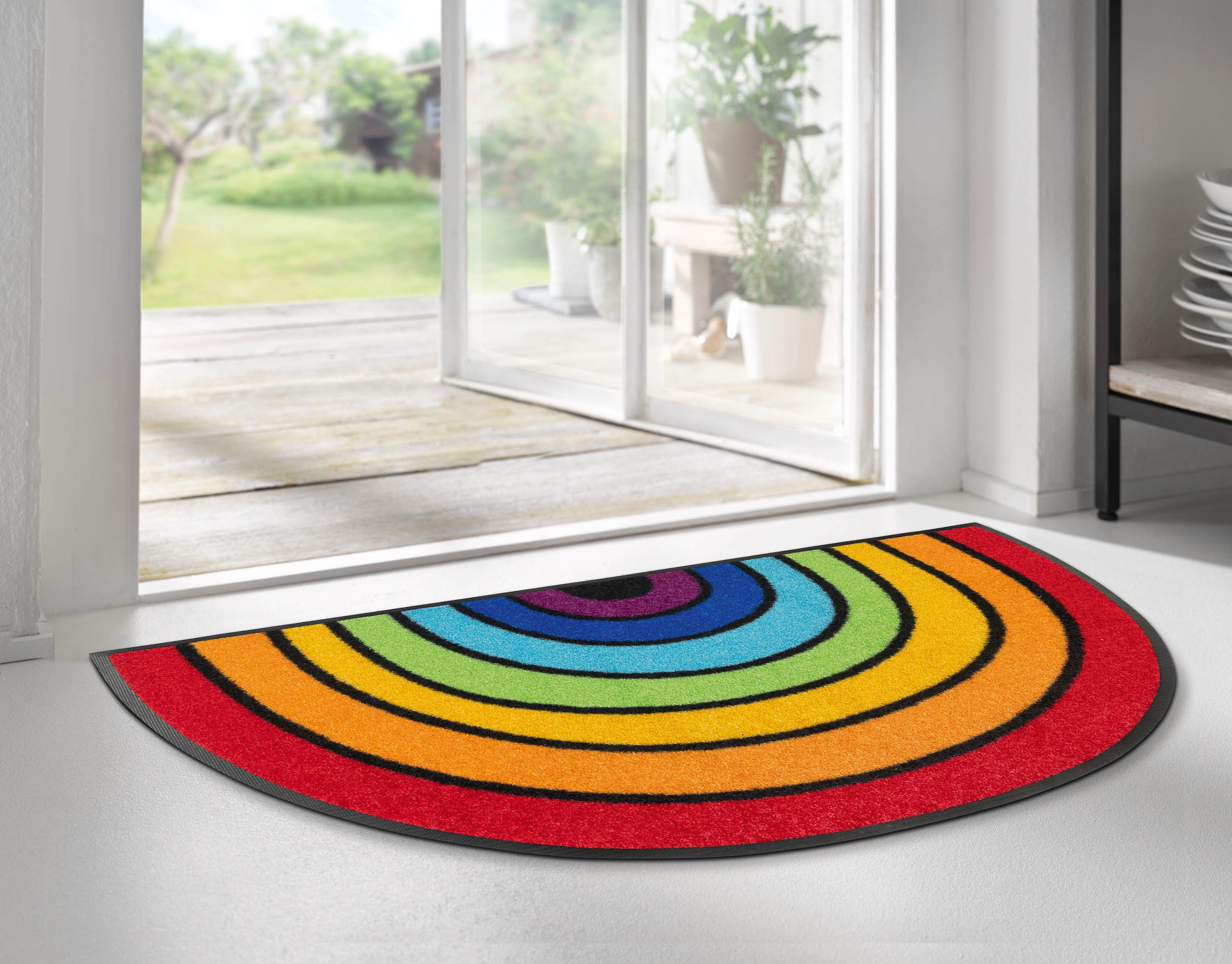 Rainbow«, Fussmatte und Kleen-Tex wash+dry Motiv Schmutzfangmatte, Outdoor by geeignet, In- reduziert! halbrund, Regenbogen, waschbar »Round