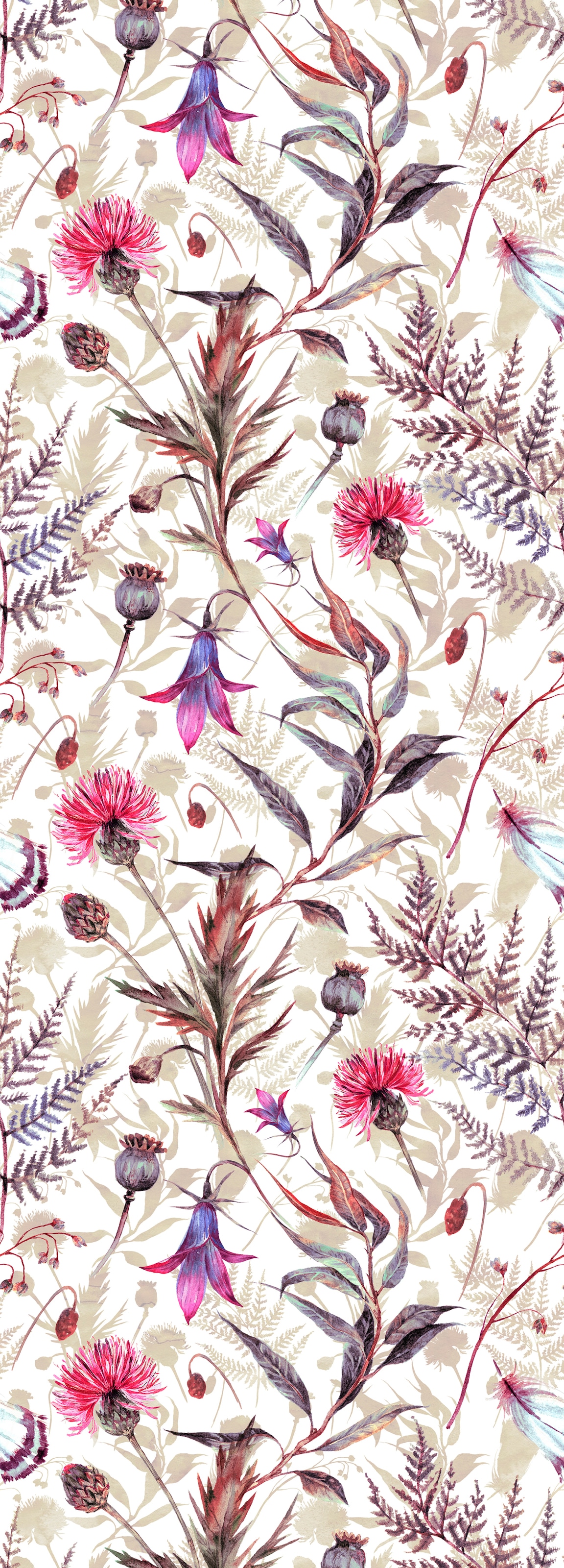 Image of queence Vinyltapete "Finja" Motiv bedruckt botanisch floral gemustert natürlich glatt 90x250cm, selbstklebend, kinderleichte Anbringung, Sticker