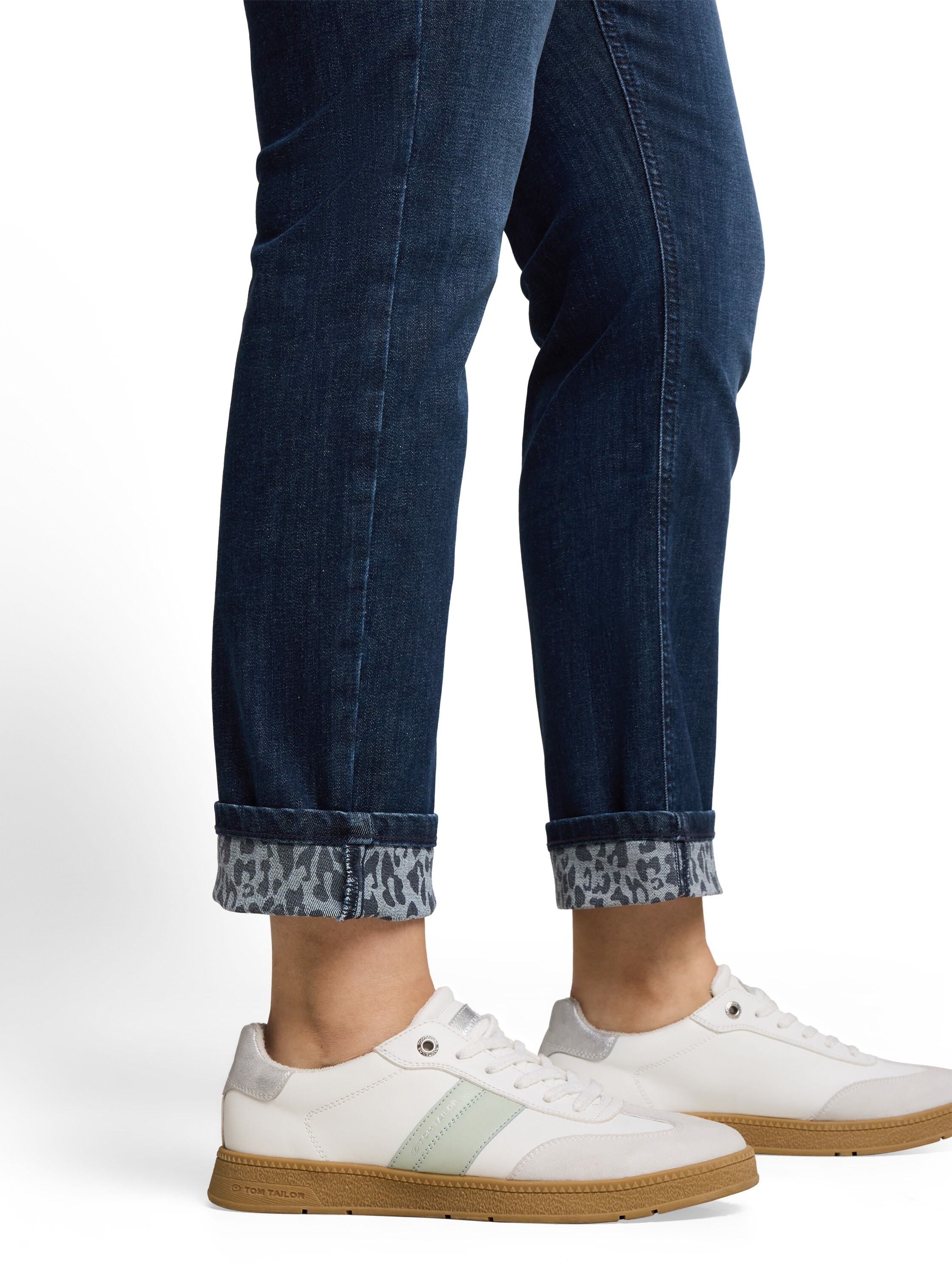 TOM TAILOR PLUS 5-Pocket-Jeans mit Leo-Print auf der Innenseite / Grosse Grössen