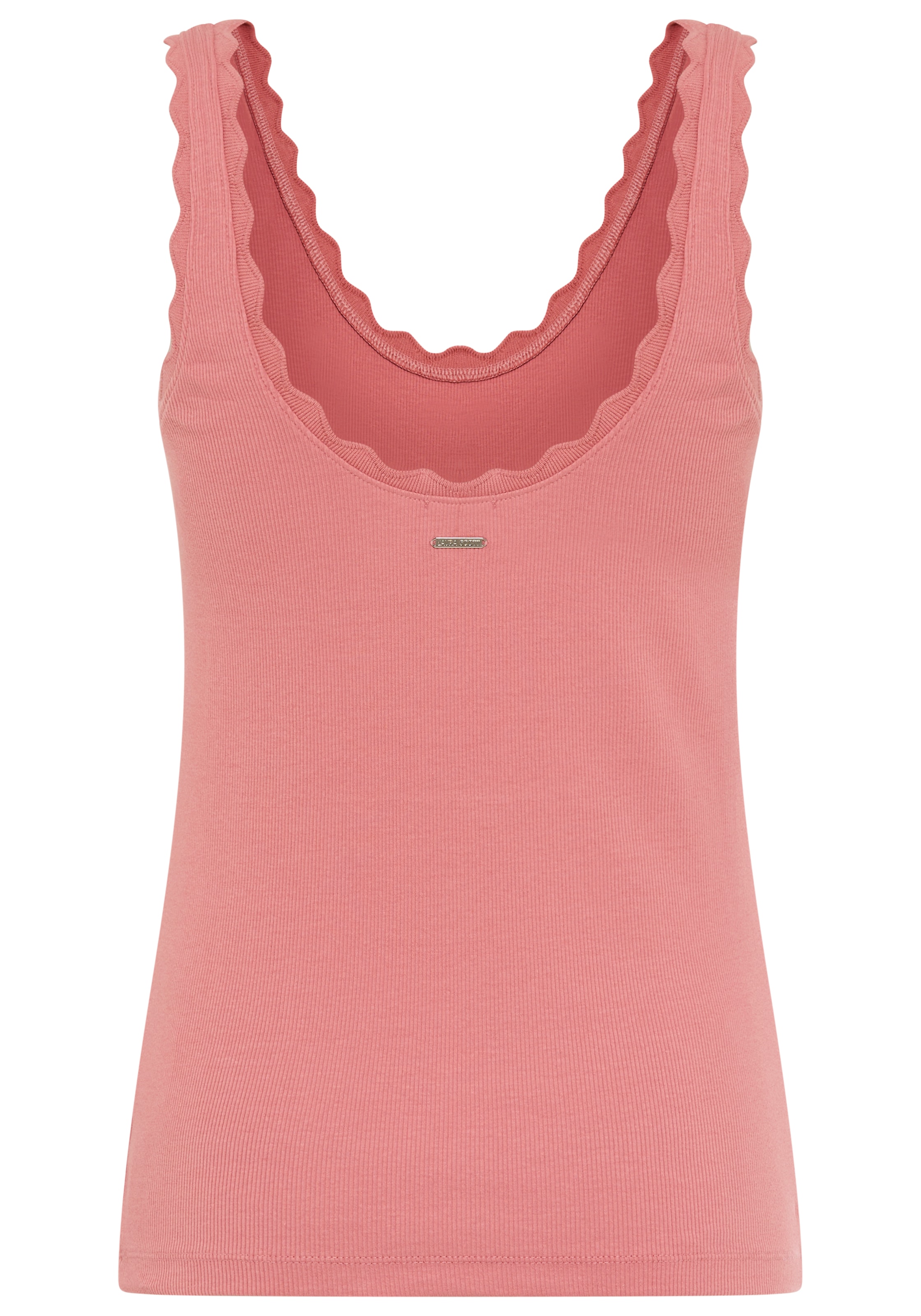 Laura Scott Tanktop tiefer Rundhalsausschnitt und Bogenkante, aus Baumwolle und Elasthan