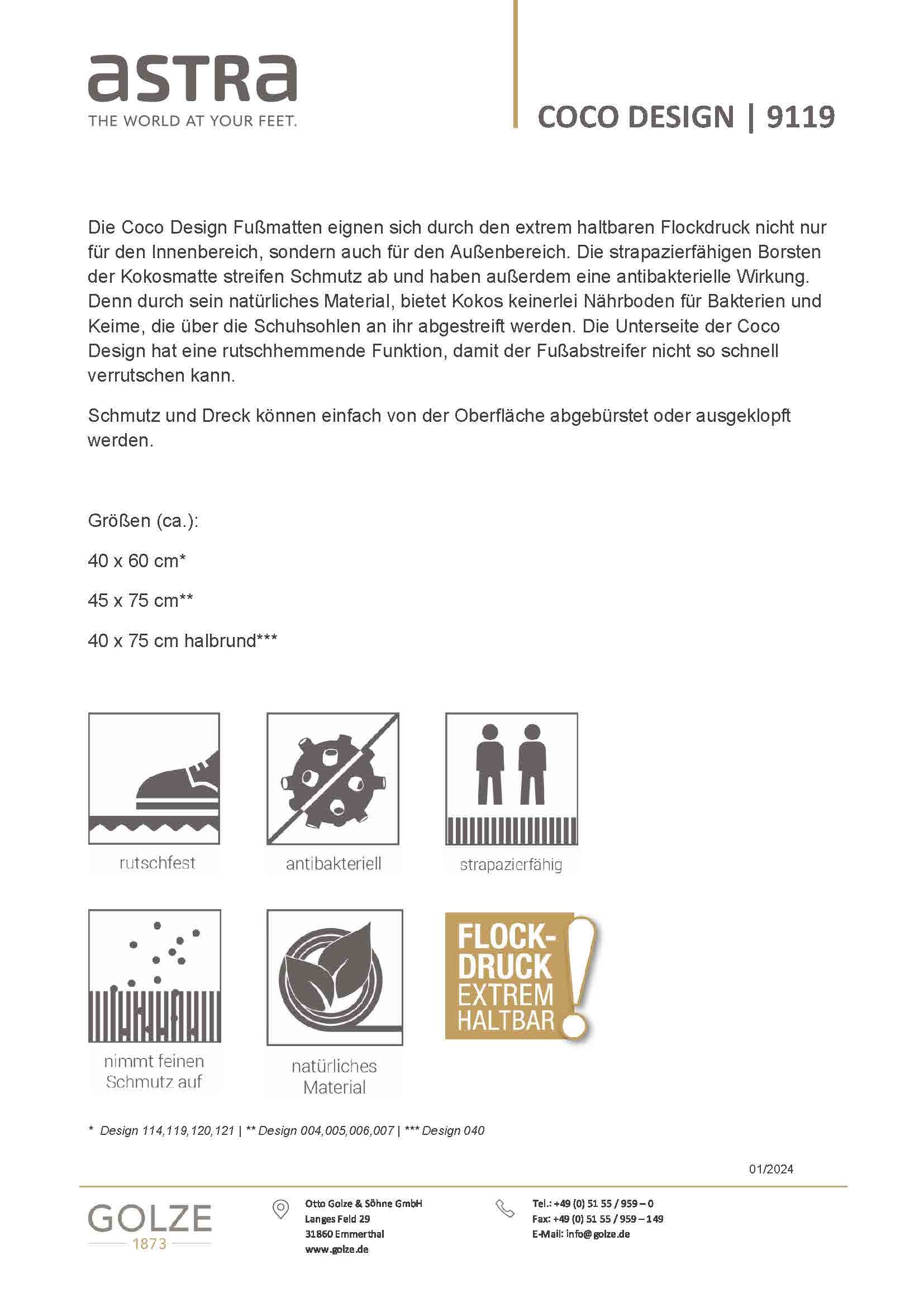 ASTRA Tapis de sol »Coco Karo« Rectangulaire 14 mm Höhe Schmutzfangmatte, Kokosmatte