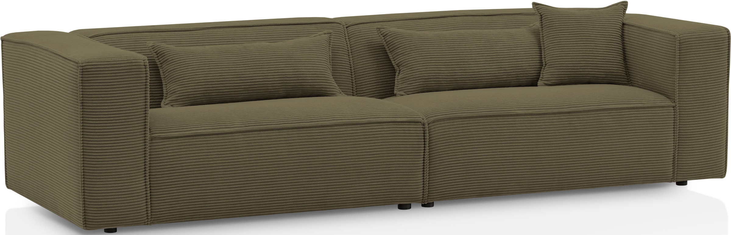 LeGer Home by Lena Gercke 3-Sitzer »PIARA, Couch mit Kedernaht, Sofa in Cord oder Leinenoptik«, schwarze Füsse, bequemer Sitzkomfort