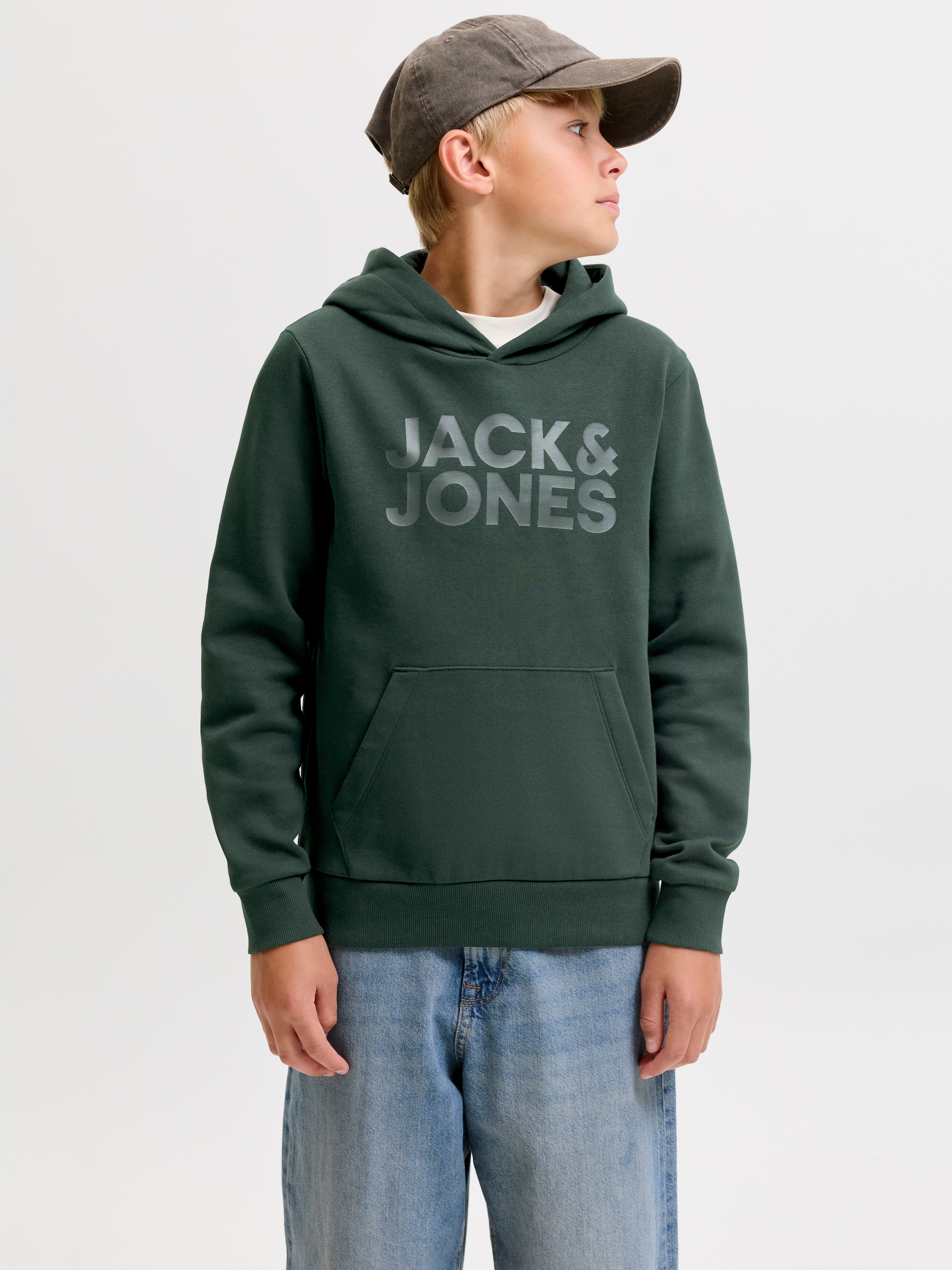 Image of Jack & Jones Junior Kapuzensweatshirt "JJECORP LOGO SWEAT HOOD NOOS JNR", Baumwollmischung, regular fit