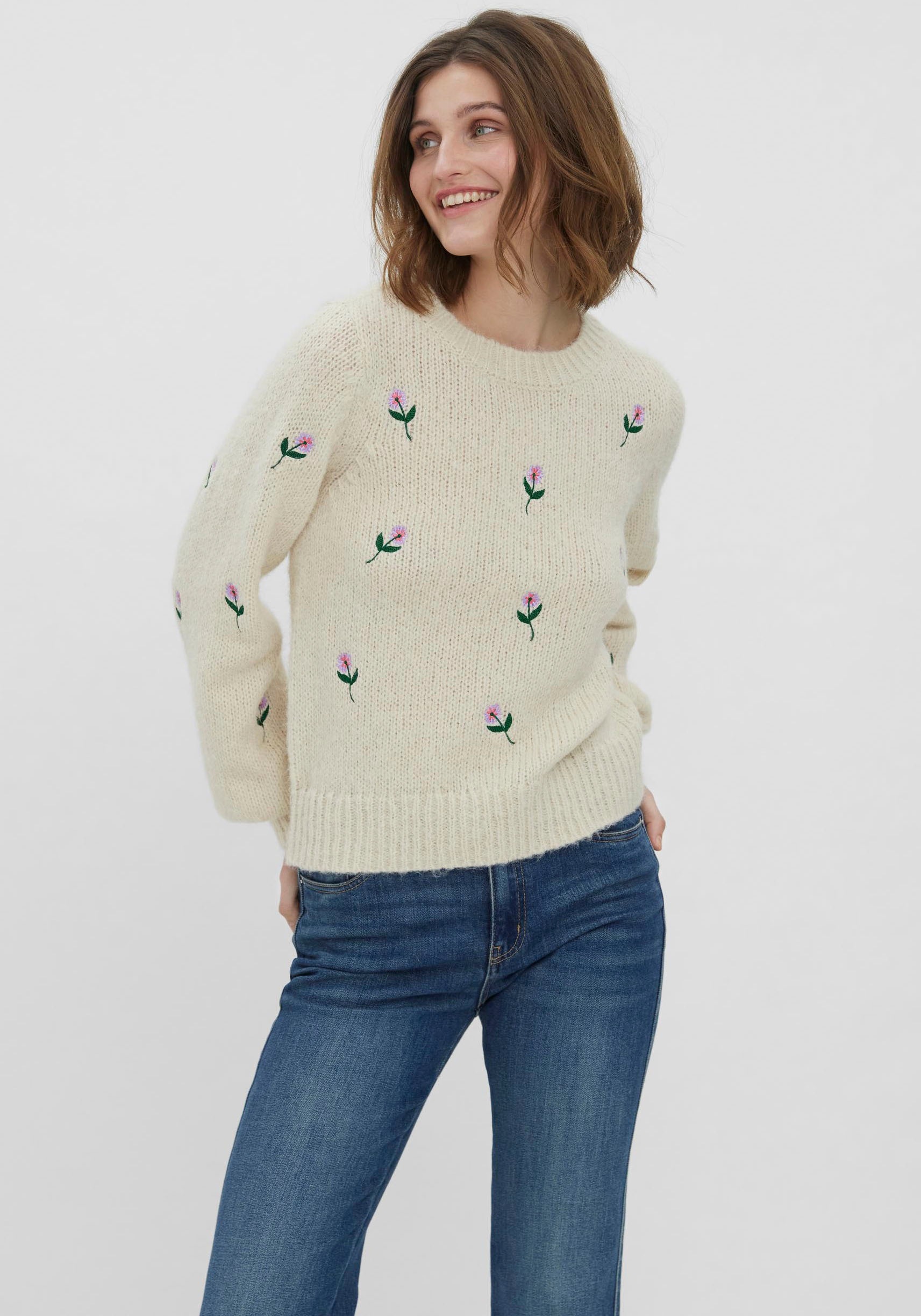Image of Vero Moda Rundhalspullover »VMNEWWINE LS O-NECK EMB« bei Ackermann Versand Schweiz