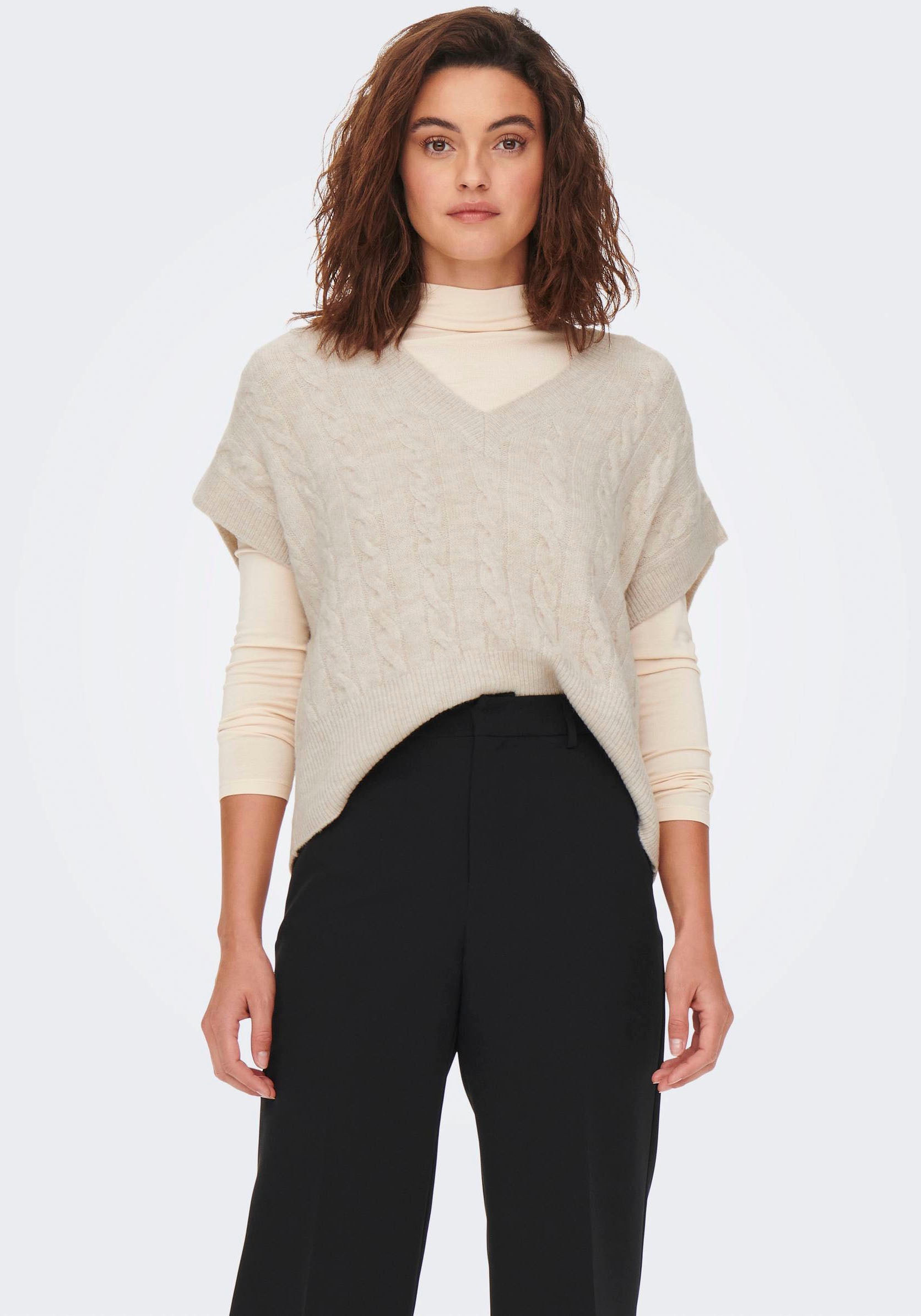 Image of ONLY Kurzarmpullover "ONLMELODY VEST KNT" Materialmix, regular fit