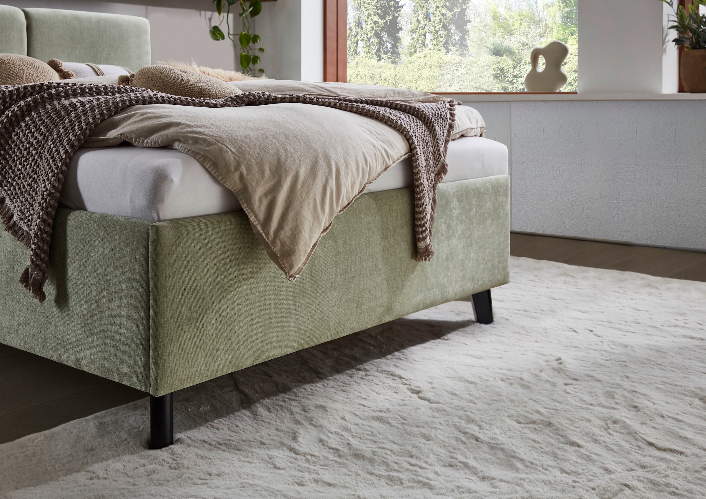 meise.möbel Lit rembourré »Piano, in verschiedene Farben und Breiten erhältlich« wahlweise mit schwarzem oder eichefarbigem Holzfuss