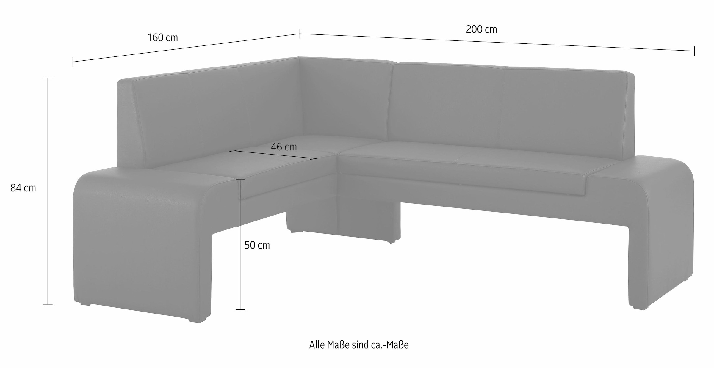 Home affaire Eckbank »Bologna«, in 2 Grössen (langer Schenkel 180 oder 200 cm), verschiedene Qualitäten