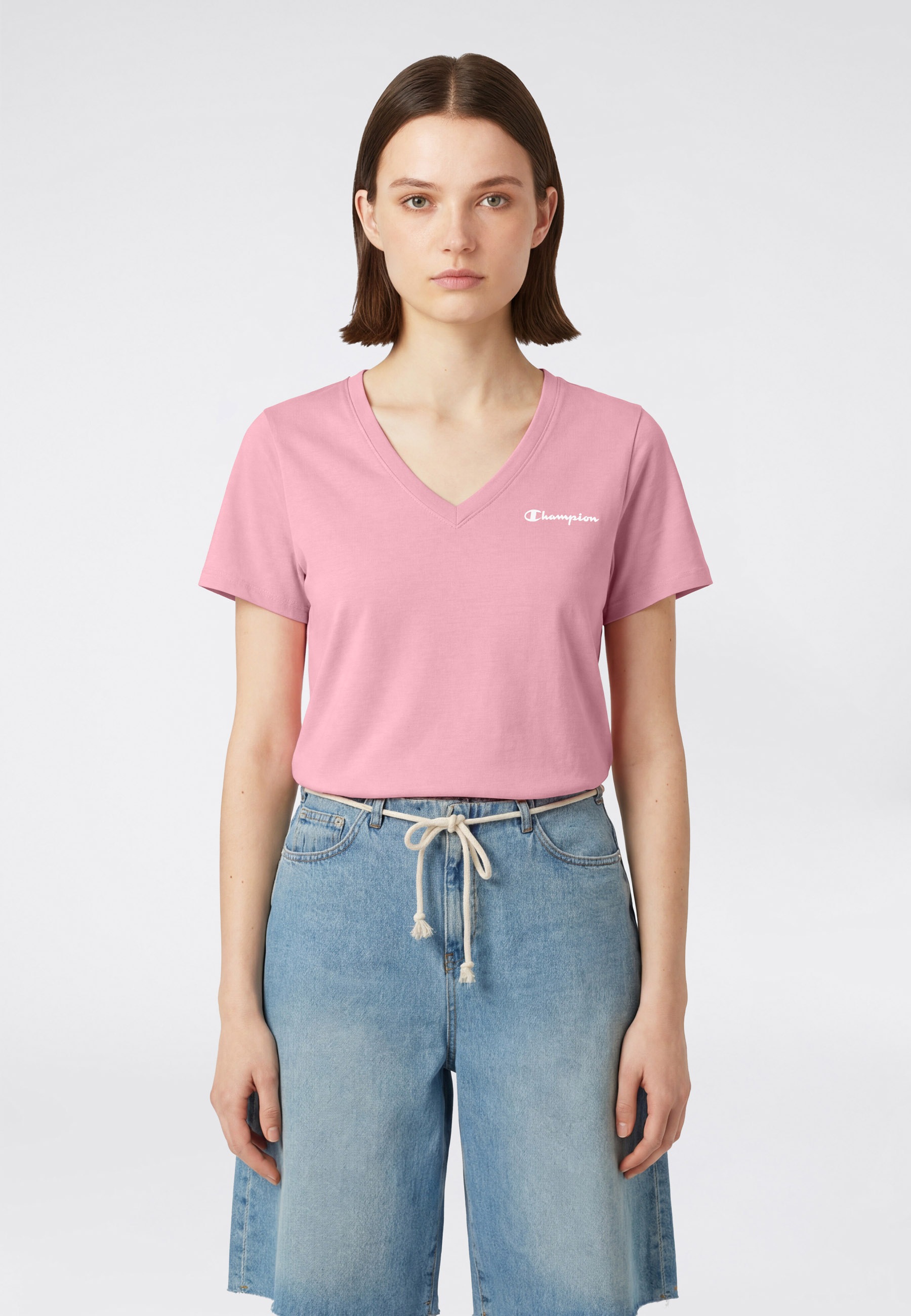 Image of Champion T-Shirt "ICONS CONTRAST V-Neck T-Shirt" sportlicher Stil, für sportliche Aktivitäten, Kurzarmdesign