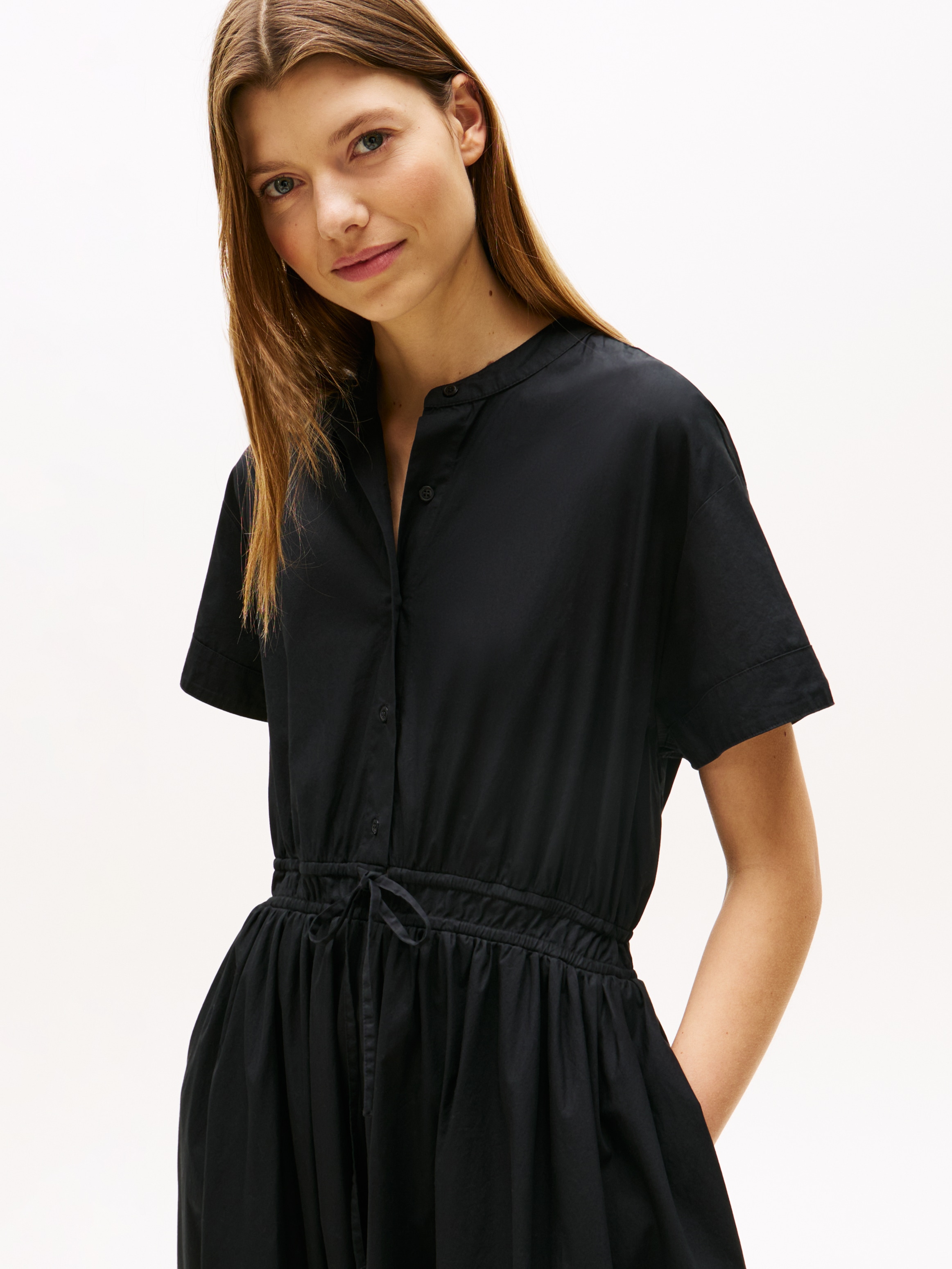 Tommy Hilfiger Robe en ligne A »SMOCKED CO MIDI S/S DRESS«