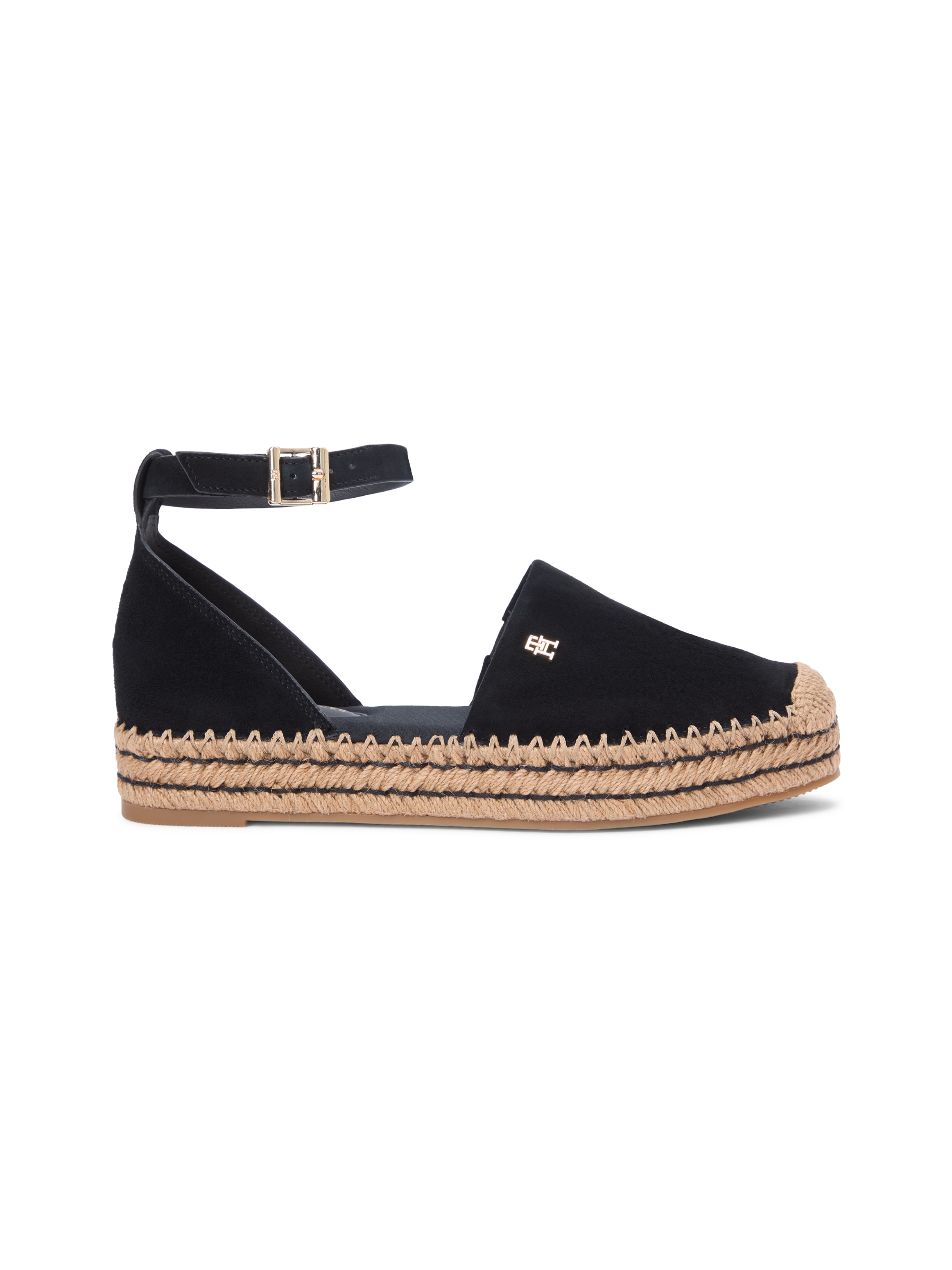 Tommy Hilfiger Riemchenballerina »TH PLATFORM ESPAD SUEDE STRAP«  Sommerschuh, Plateausandalette mit verstellbarem Fersenriemchen