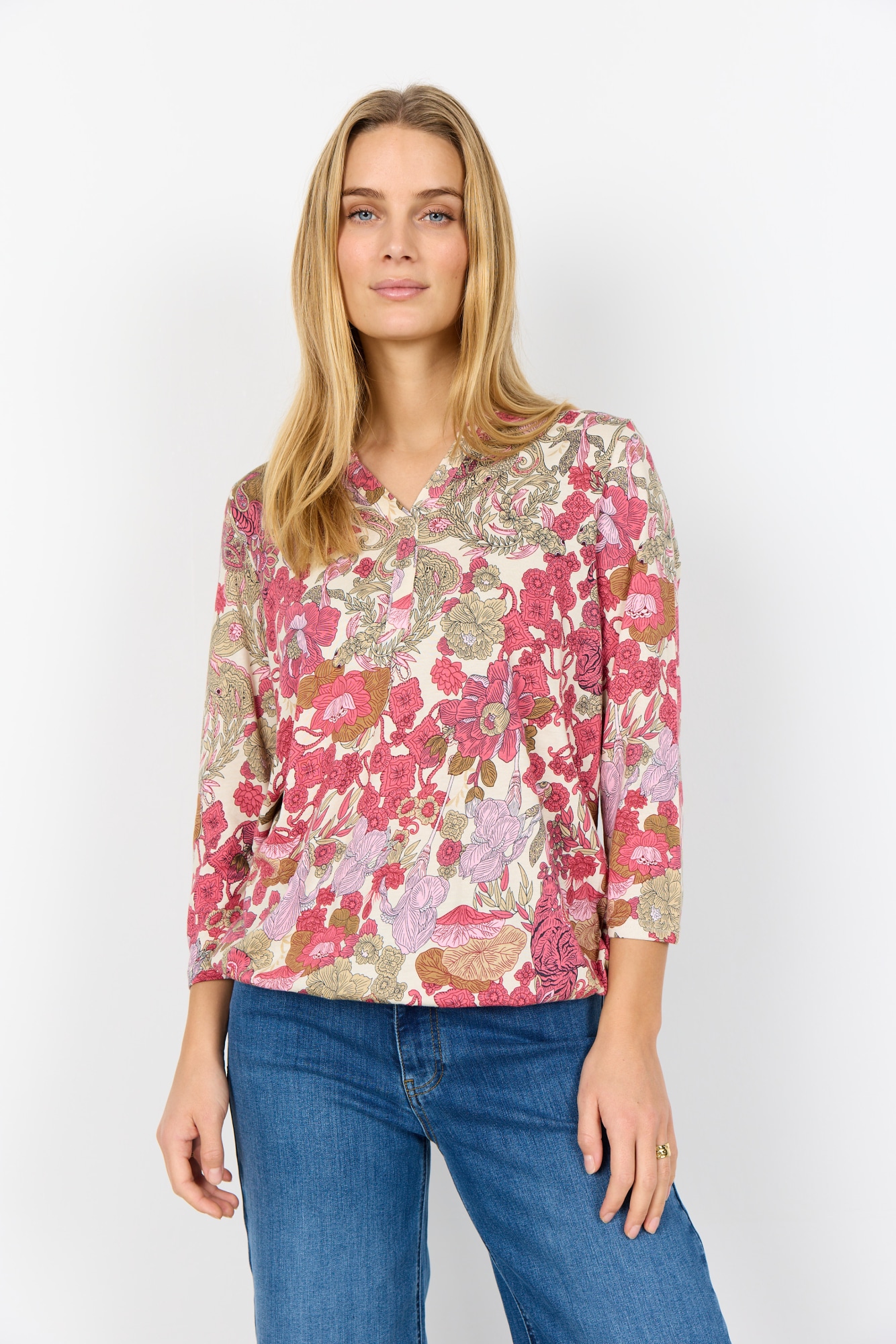 Image of soyaconcept Shirtbluse "SC-FELICITY AOP 536" normale Passform, aus Baumwollmischung mit Viskose, 3/4-Ärmel