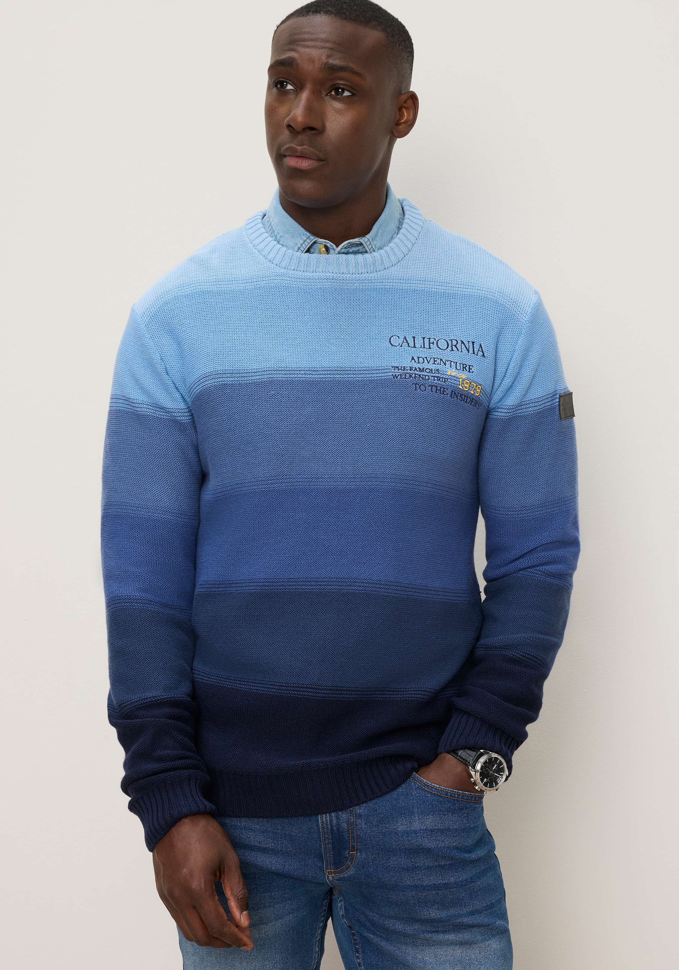 Image of KangaROOS Strickpullover mit Rundhalsausschnitt, Regular Fit, Farbverlauf, Langarm