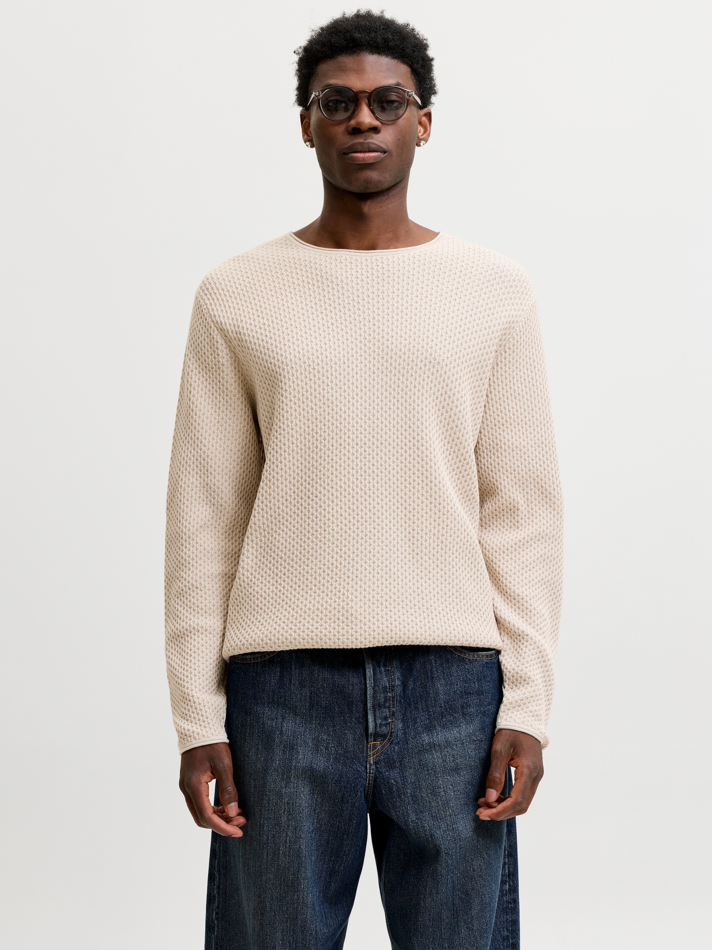 Jack & Jones Pull à col rond »JPRBLUMASON KNIT CREW NECK SN« coton, coupe régulière