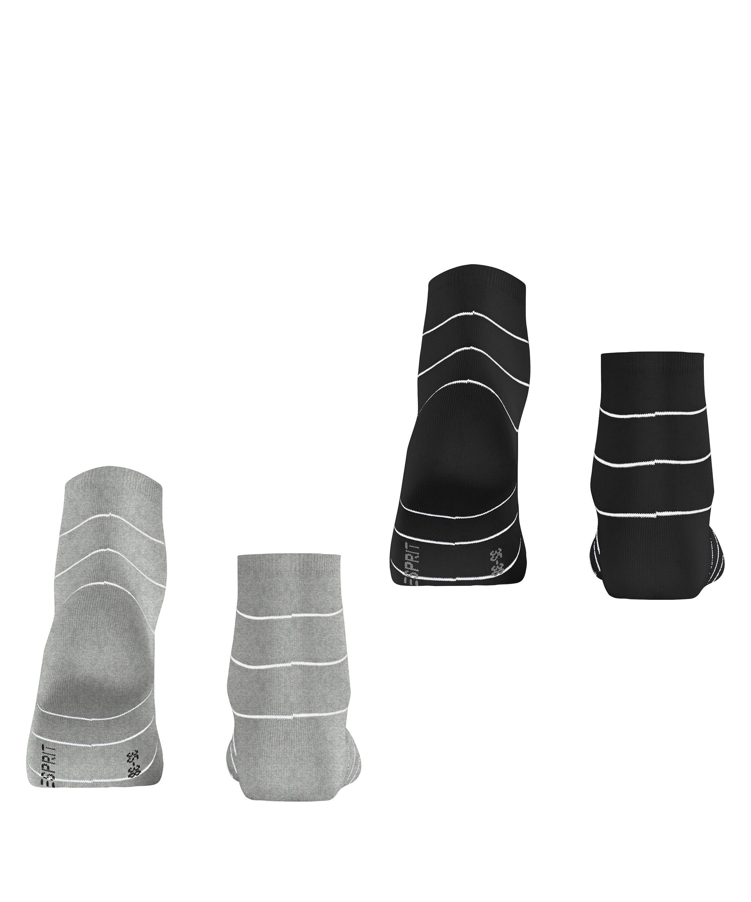Esprit Chaussettes courtes »Fine Line« 2 paires,  avec motif à fines rayures, bord-côte étroit
