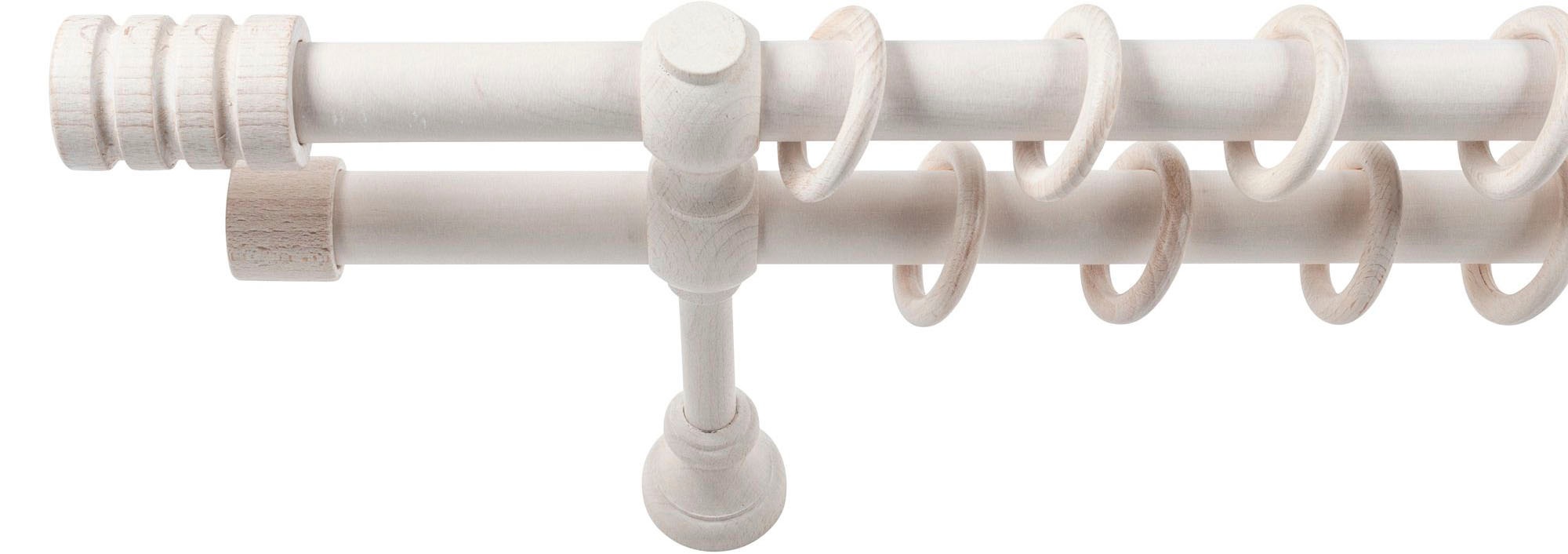 SN DECO GROUP Tringle à rideaux »Pisa« 2 course-läufig Dimension fixe 28 mm, bois, différentes longueurs et couleurs, ensemble complet