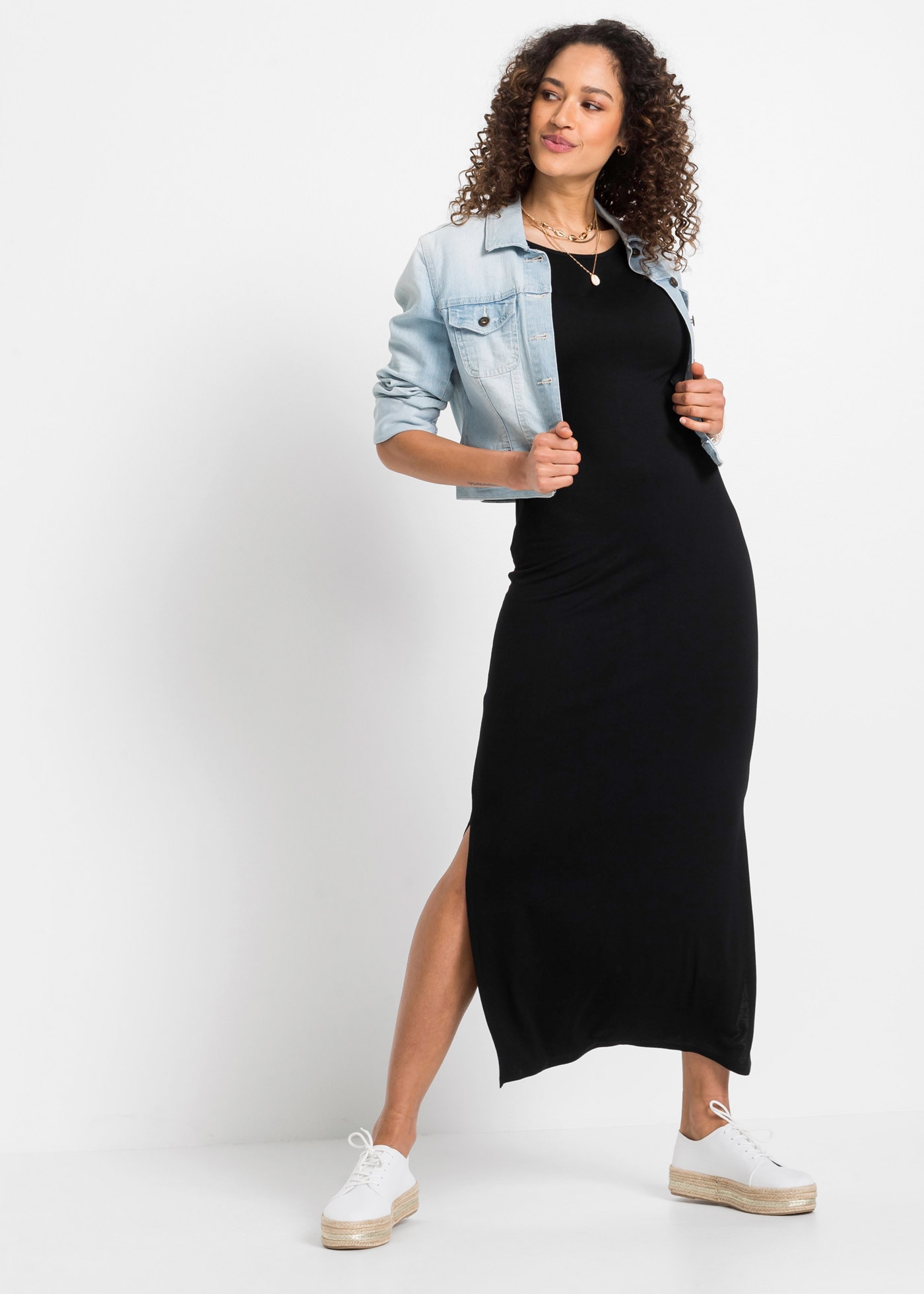 Image of bonprix Jerseykleid "Jerseykleid aus fliessendem Viskose-Elasthan-Mix" für Alltag, aus Viskose und Elasthan, lockere Passform