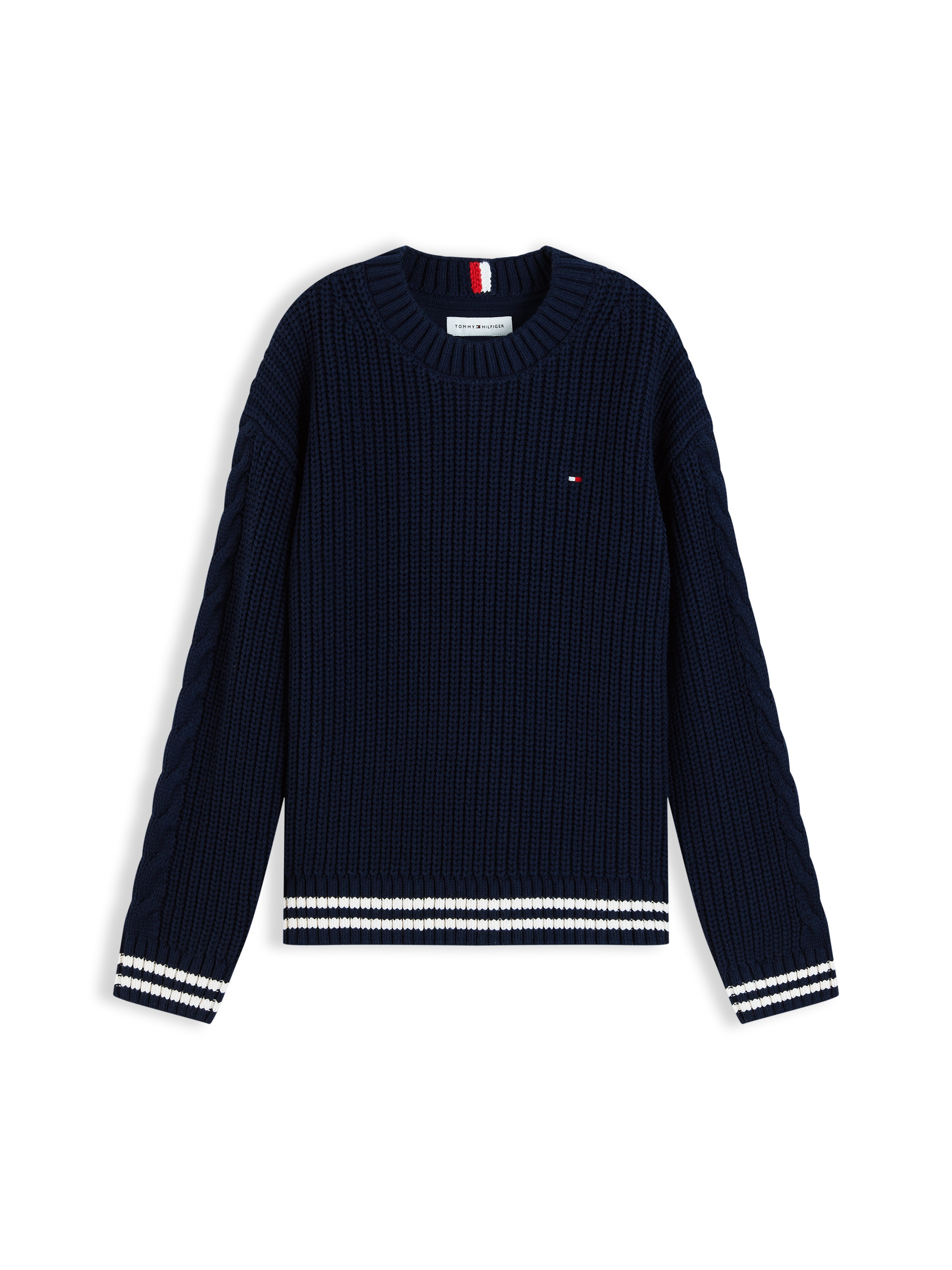 Tommy Hilfiger Pull en tricot col rond, coupe régulière, poignets côtelés, enfants jusqu'à 16 ans