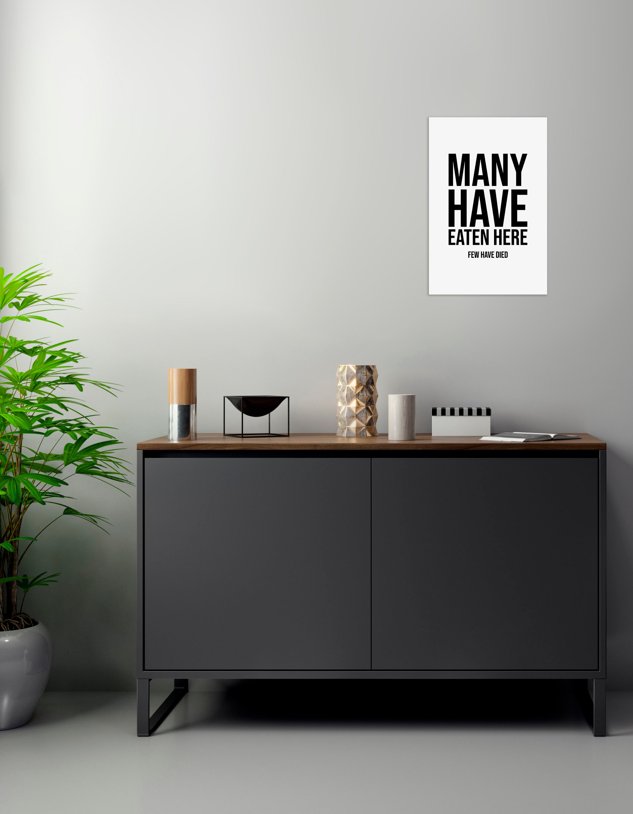 queence Wanddekoobjekt »Many have eaten here ...«, Stahlschild, Blechschild, Spruch, Witzig, Wanddeko, retro, 20x30cm