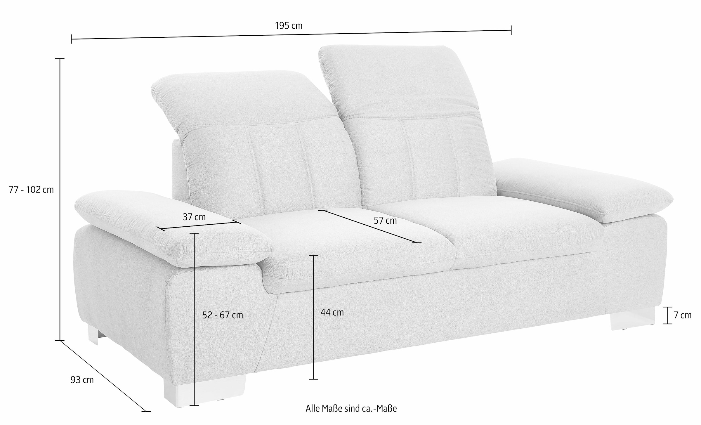 DOMO collection 2-Sitzer »Milan inklusive komfortablen Federkern für mehr Sitzkomfort« mit Rückenverstellung