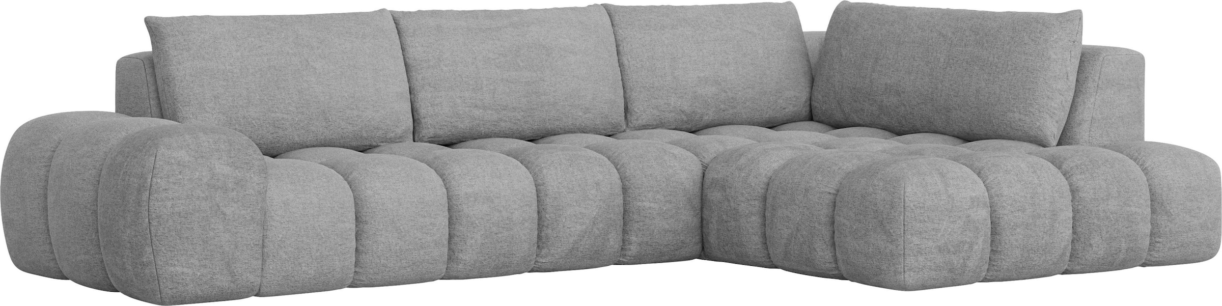 INOSIGN Ecksofa »AZITA Designsofa, elegant und bequem L-Form, Bubble-Optik«, lose Rückenkissen, traumhafte Steppung, Masse B/T/H: 352/210/72 cm