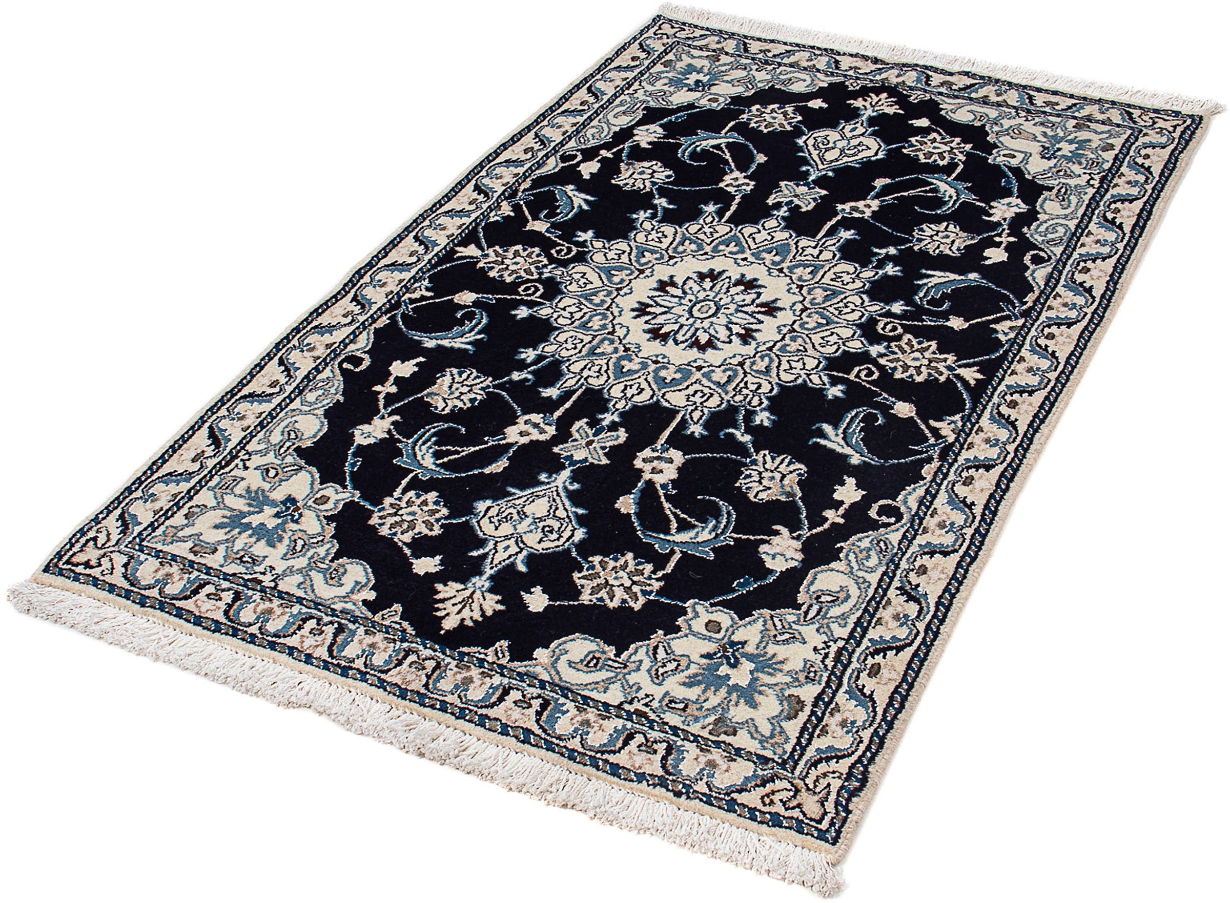 Image of morgenland Orientteppich »Perser - Nain - 143 x 90 cm - dunkelblau«, rechteckig, 10 mm Höhe, Wohnzimmer, Handgeknüpft, Einzelstück mit Zertifikat bei Ackermann Versand Schweiz