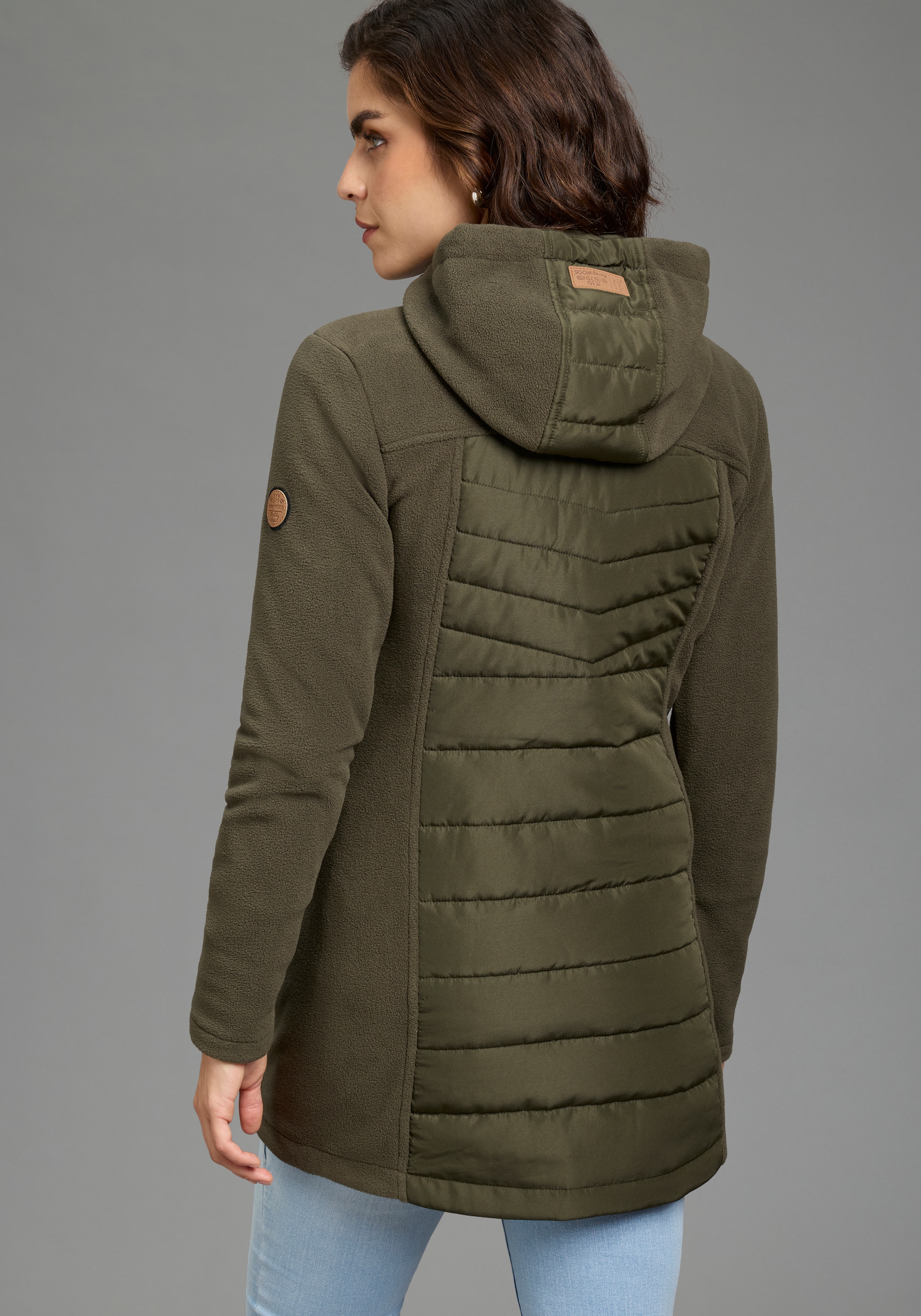 KangaROOS Langjacke mit Kapuze Hybridjacke - Fleecejacke mit wattierten Bereichen