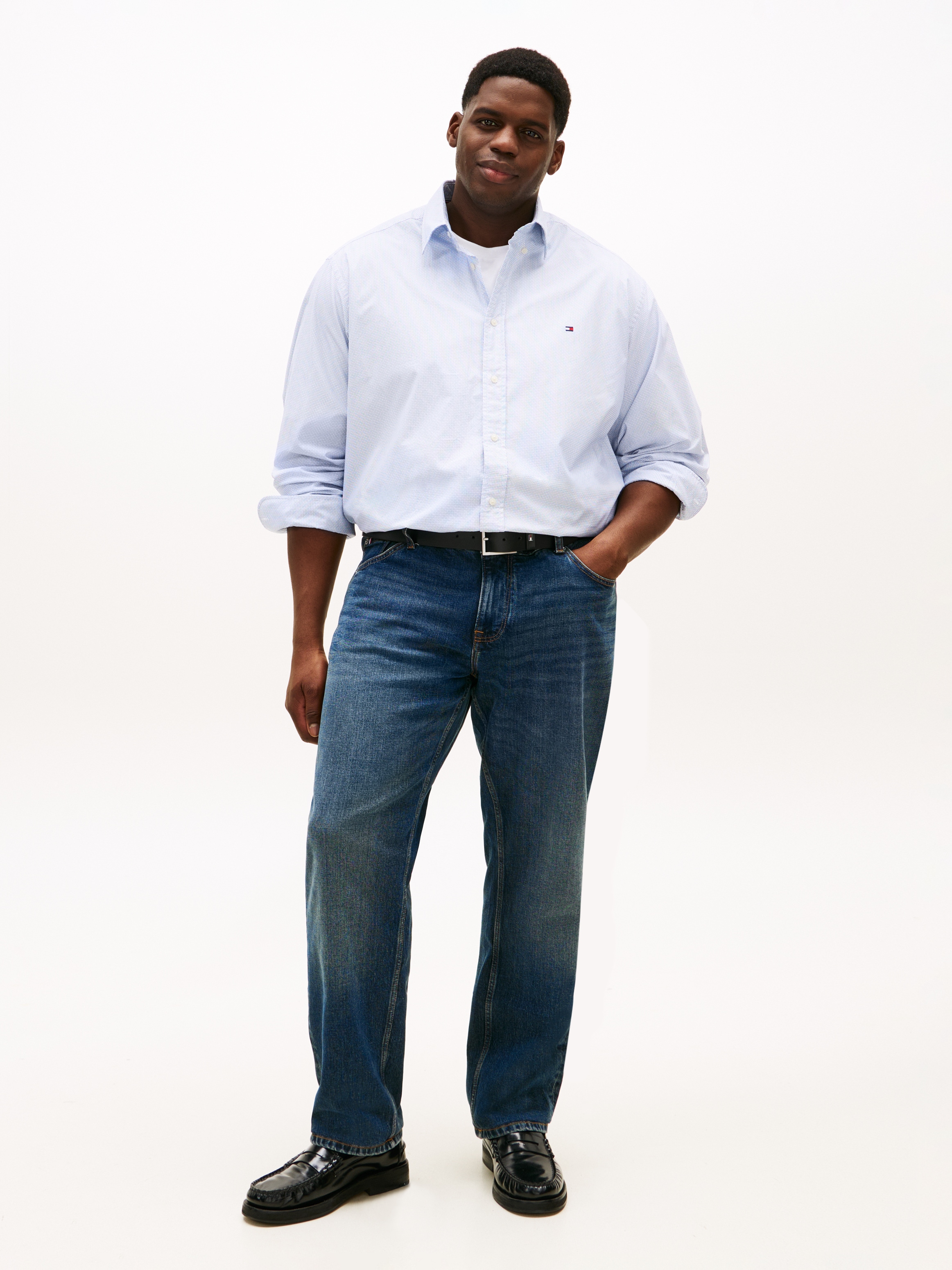 Tommy Hilfiger Big & Tall Chemise à manches longues »BT - FLEX POP FAKESOLID« regular fit, Button-down-Kragen, Grosse Grössen