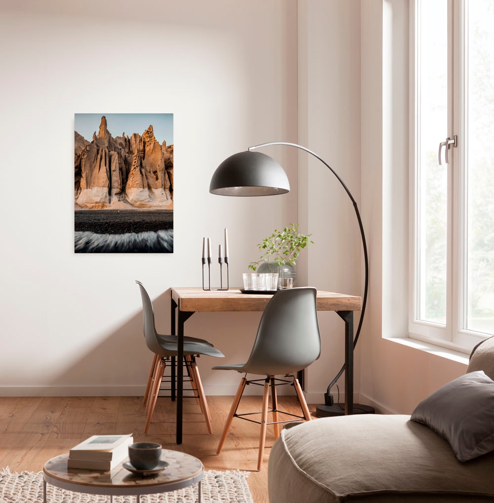 Image of Komar Leinwandbild "Stone Towers - Grösse 40 x 60 cm" Baum Berge Blumen Blätter Foto Jahreszeiten Landschaft Meer Natur Palmen Strand Packung, 1 Stk. tlg. Keilrahmenbild mi Echtholzrahmen
