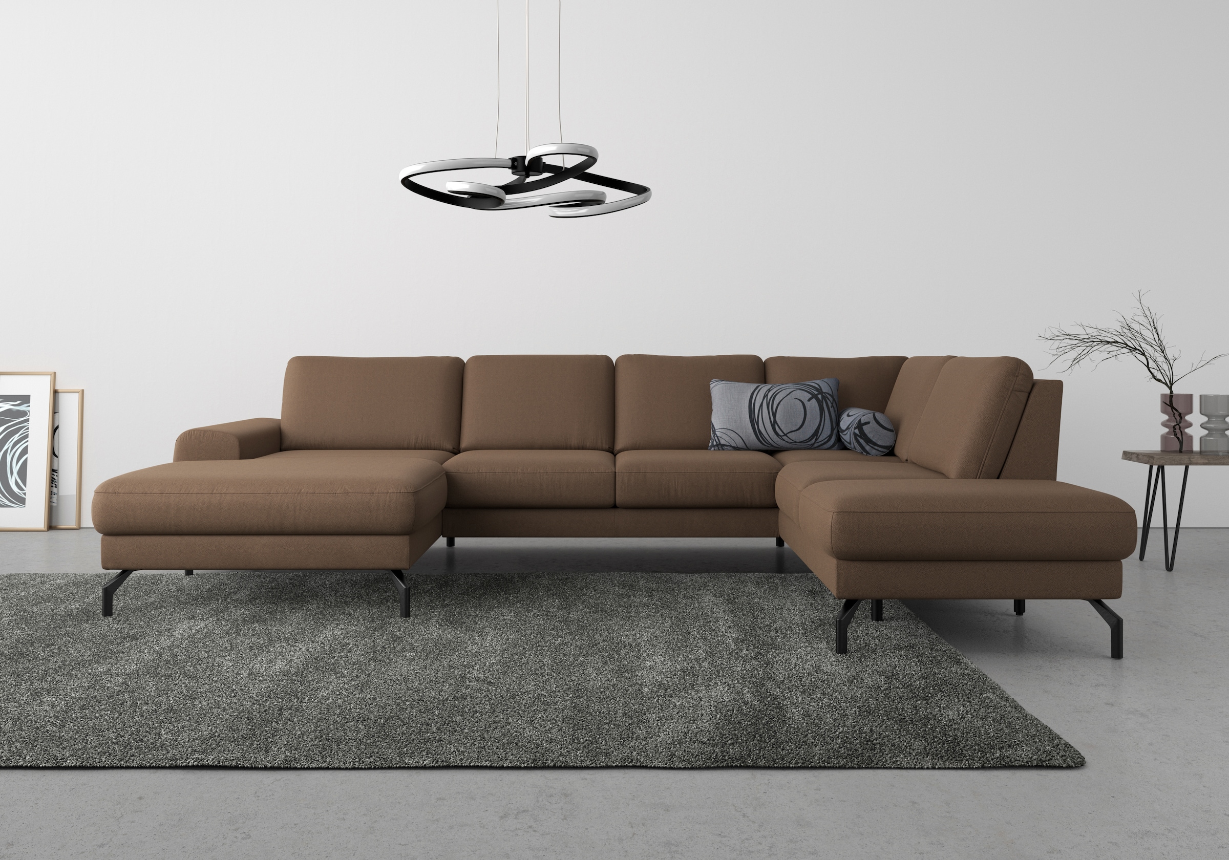 sit&more Wohnlandschaft »Cinturo U-Form«, inklusive Sitztiefenverstellung und Federkern, Sitzhöhe 48 cm