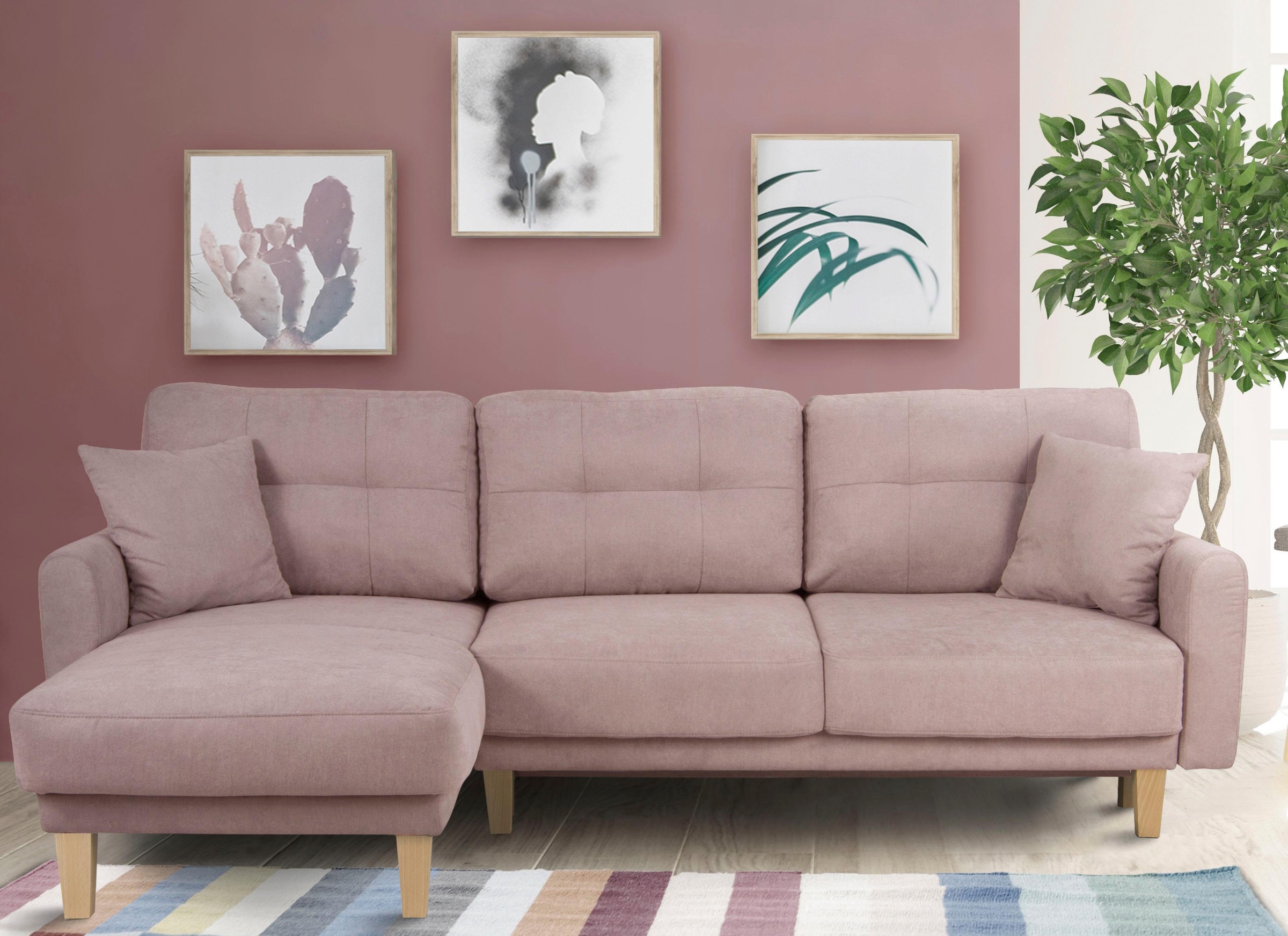 Home affaire Ecksofa »TRIPLO optionale Schlafsofa mit Bettkasten, Masse B/T/H: 234/164/89 cm«, L-Form wahlweise mit Bettfunktion - Liegefläche 132x210 cm
