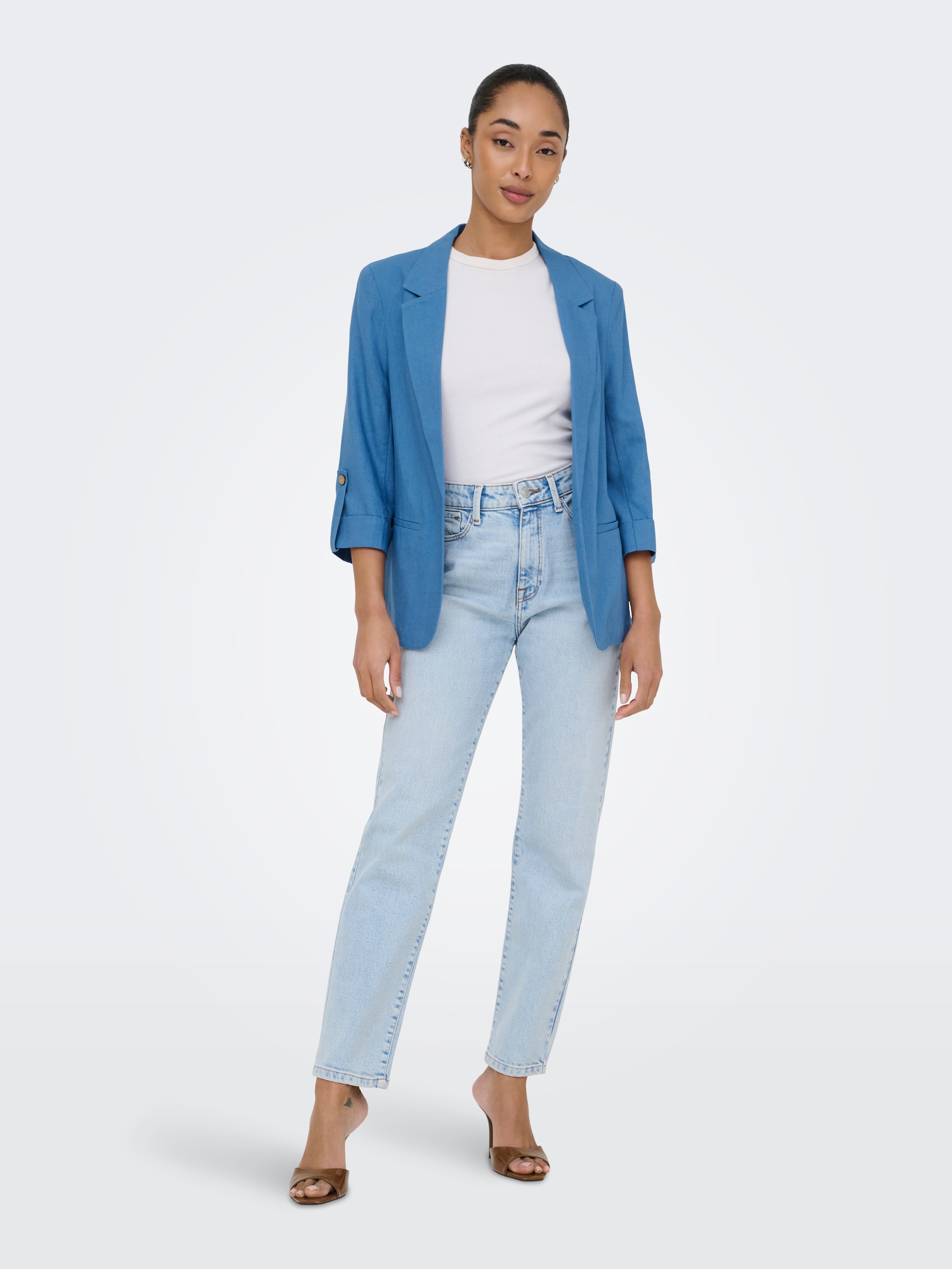 ONLY Blazer court »ONLGOA 3/4 UNLINE LINEN BL BLAZER CC TLR« avec lin