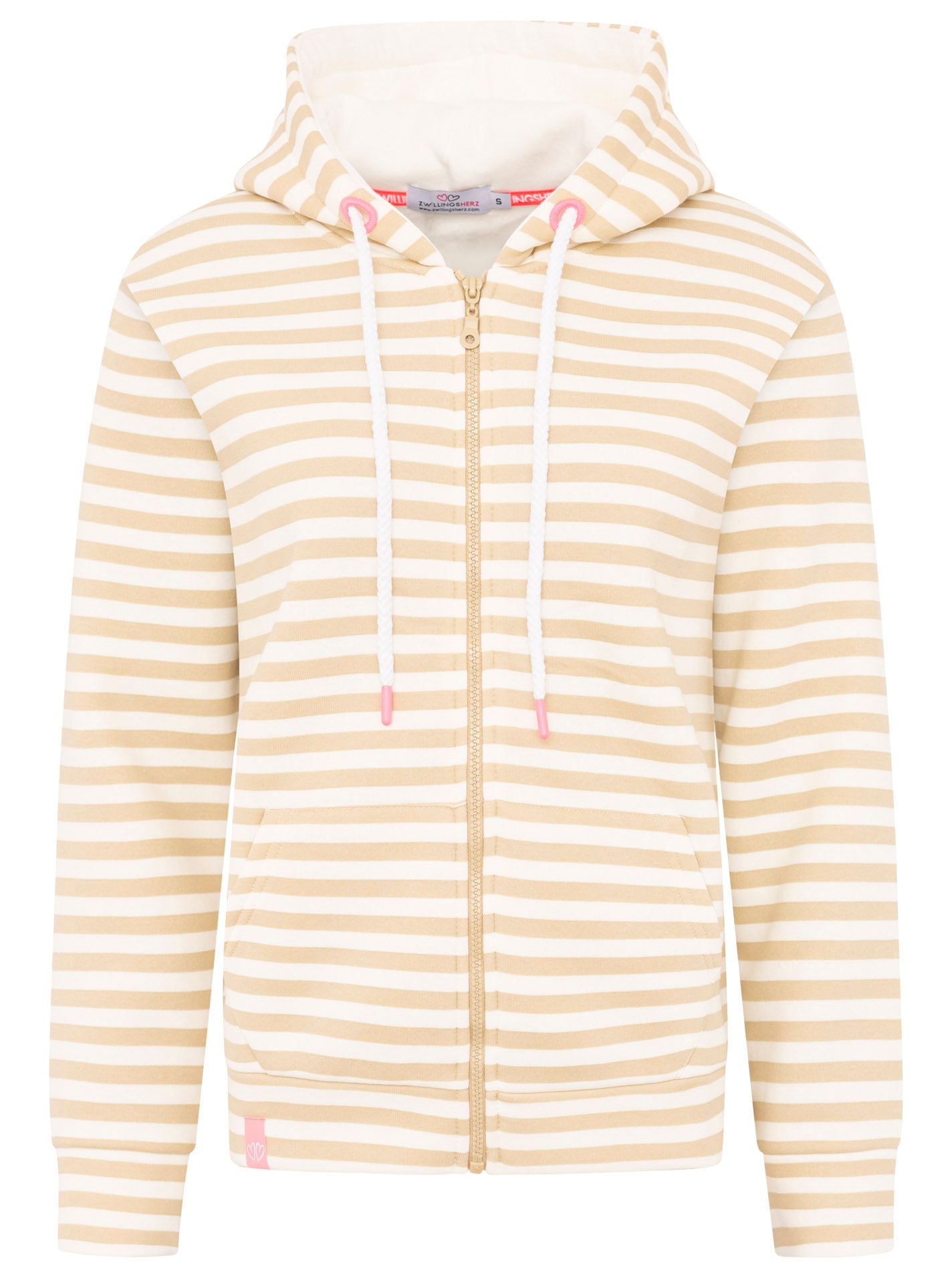 Zwillingsherz Kapuzensweatjacke, Streifen, Kapuze, Reissverschluss, modisch, Langarm, Taschen
