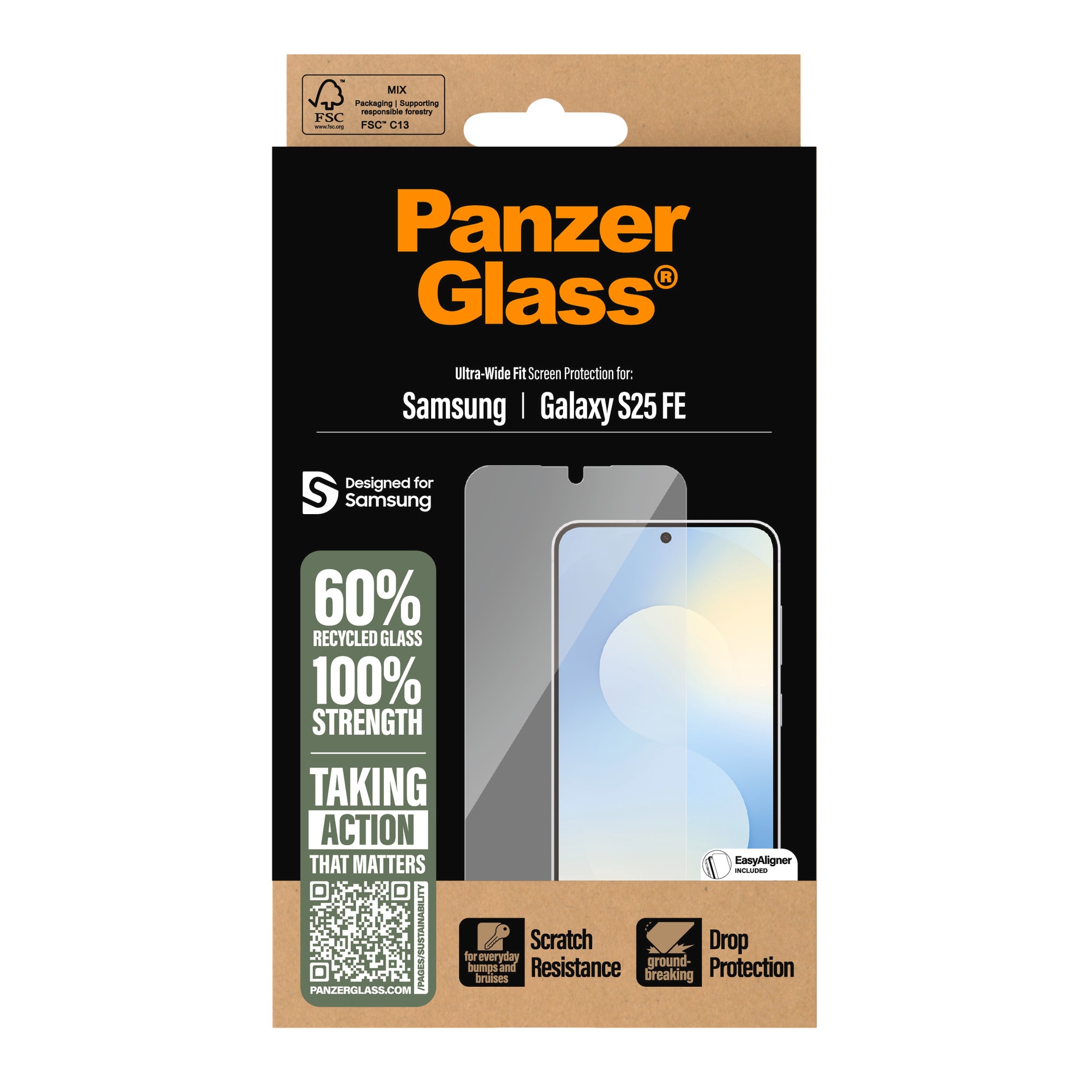 CARE by PanzerGlass Verre de protection d'écran »Ultra-Wide Fit Screen Protector« für Samsung Galaxy S25 FE Displayschutzfolie, Schutzfolie, Bildschirmschutz, kratz- & stossfest