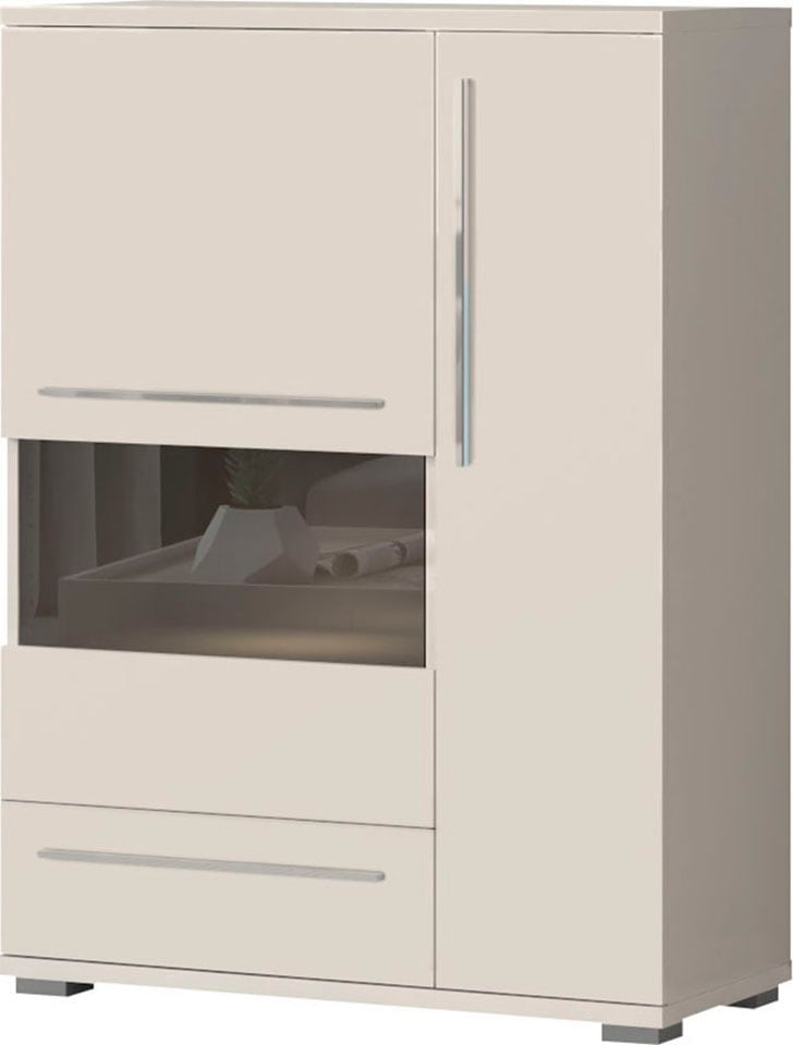Places of Style Highboard »Piano Vitrine«, UV lackiert, Soft-Close Funktion