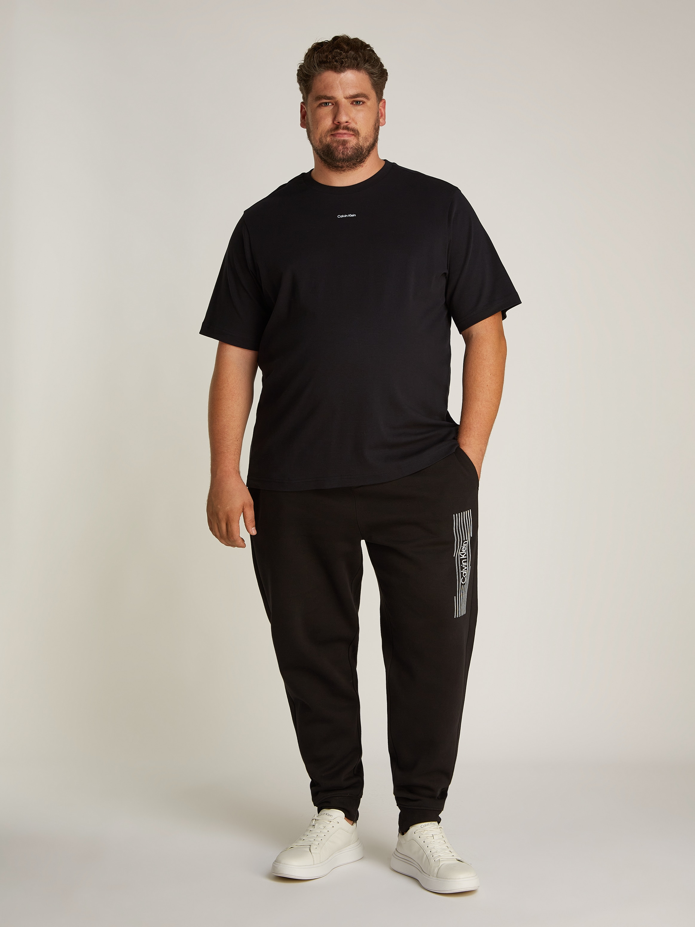 Calvin Klein Big&Tall T-Shirt »BT_NANO LOGO INTERLOCK T-SHIRT«, in Grossen Grössen mit Logoschriftzug