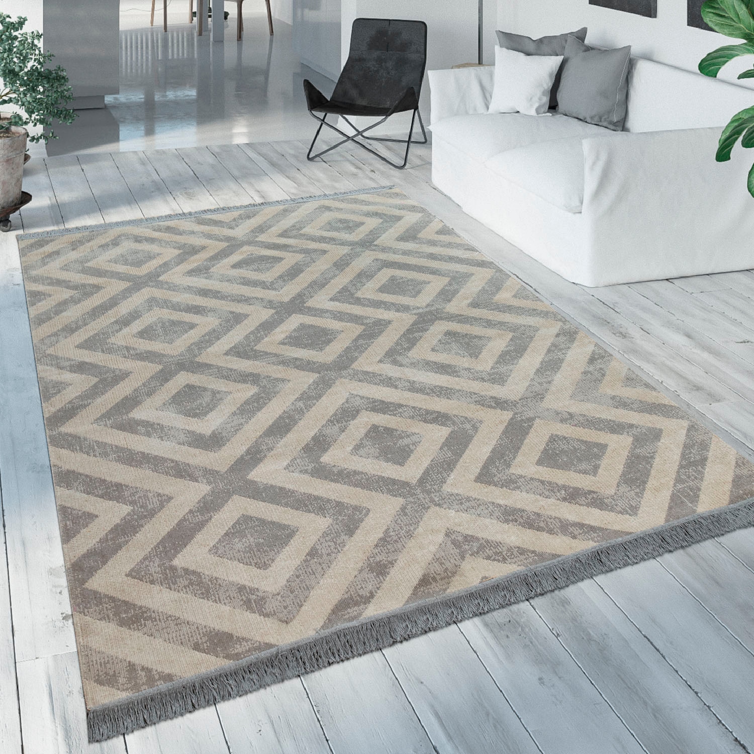 Paco Home Teppich »Poco 821«, rechteckig, 6 mm Höhe, Kurzflor, Rauten Design, mit... kaufen