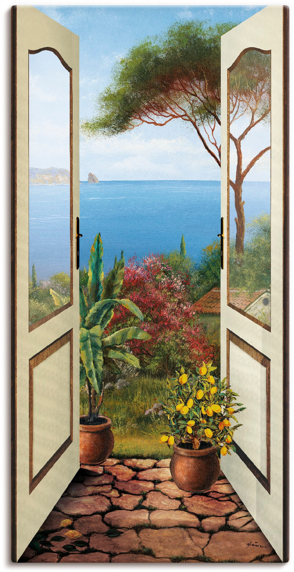Image of Artland Leinwandbild "Veranda am Meer" Küstenbilder 1 Stk. tlg. auf Holzrahmen gespannt