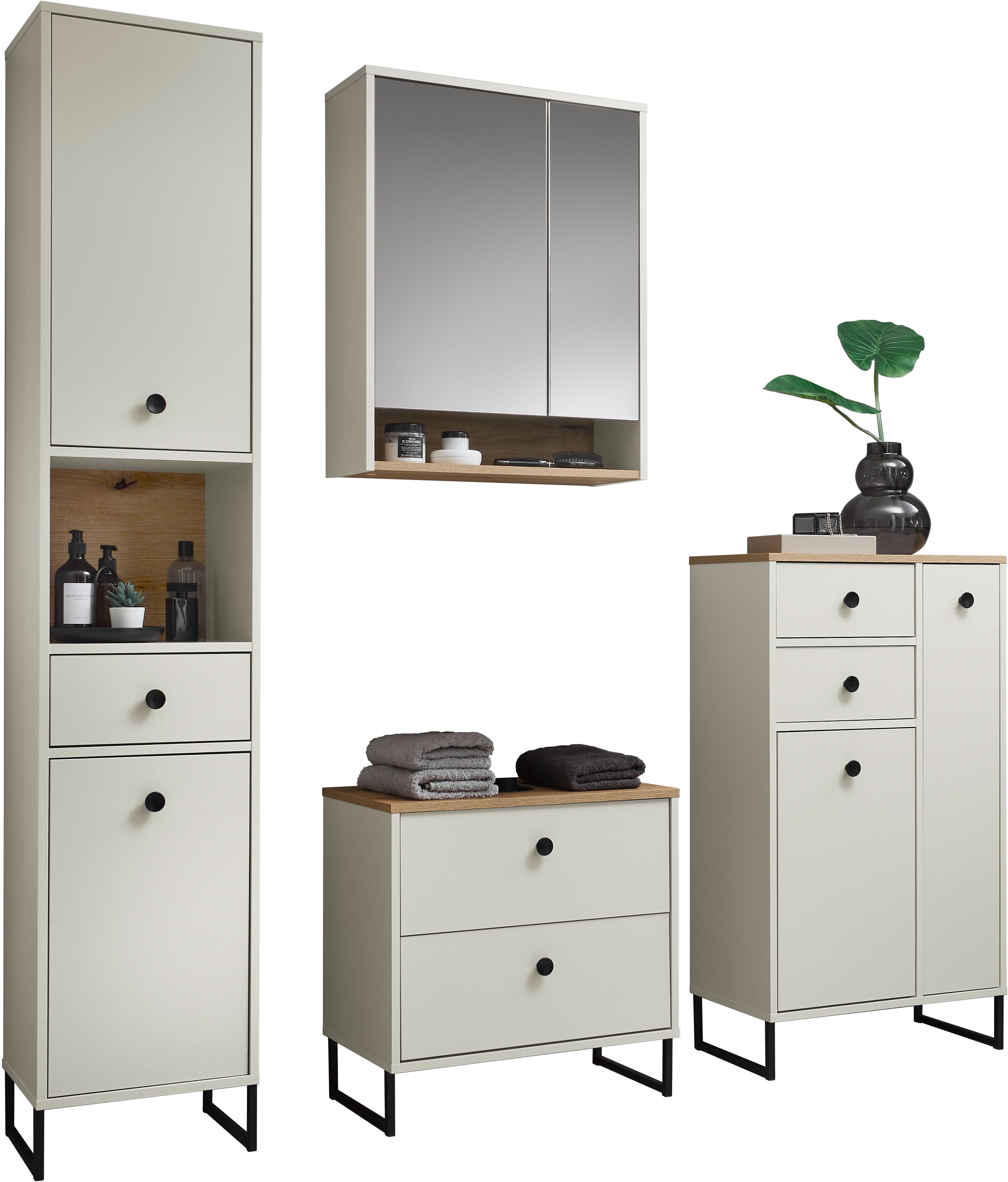 BASIC by Balculina Armoire intermédiaire »Linea« 1 cuis tlg. Largeur 38cm, pieds profilés en U, tiroir sous plan