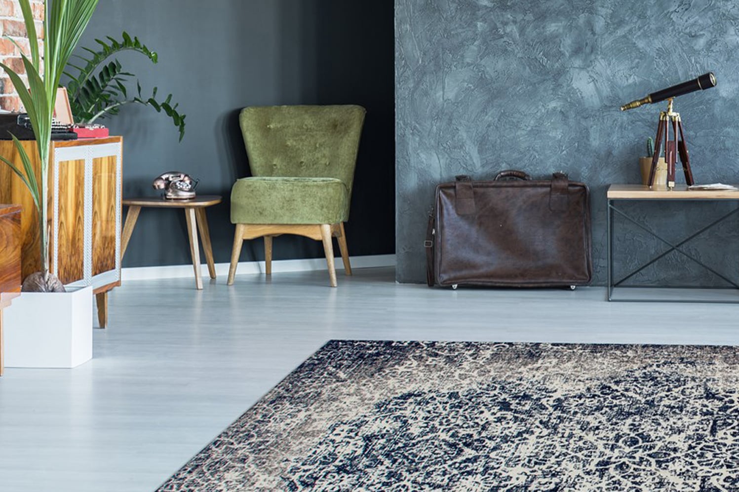 Image of Kayoom Teppich "River 140" rechteckig 10 mm Höhe Jacquard, Retro- und Vintage-Design, Baumwollrücken