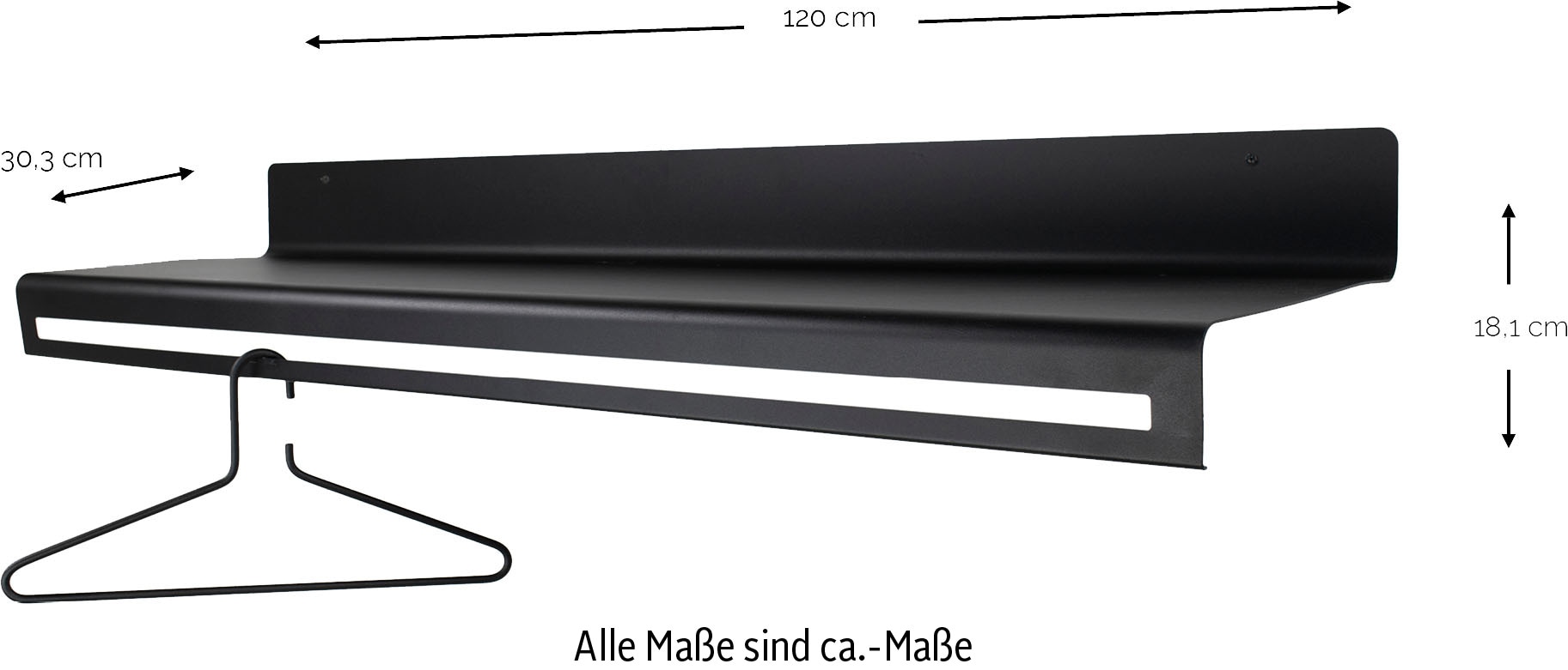 Spinder Design Garderobenleiste »SWAY 120« 2-in-1 Wandregal + Garderobe