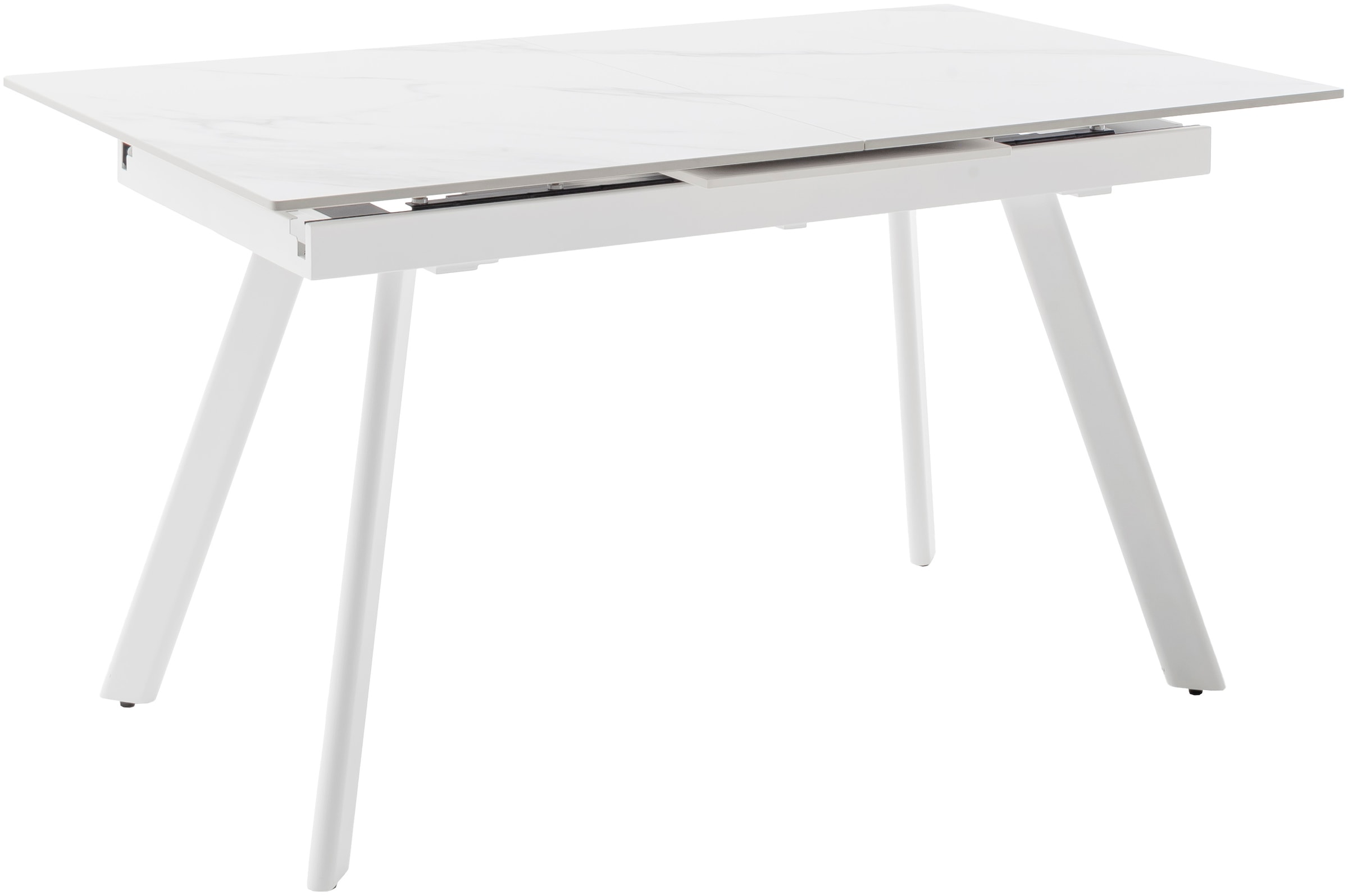 MCA furniture Esstisch »PARENZO Auzugtisch 140-180 cm weiss marmoriert - bis 8 Personen«, (1 St.), Keramik, Metall weiss, Synchronauszug, ausziehbar, 6-8 Personen