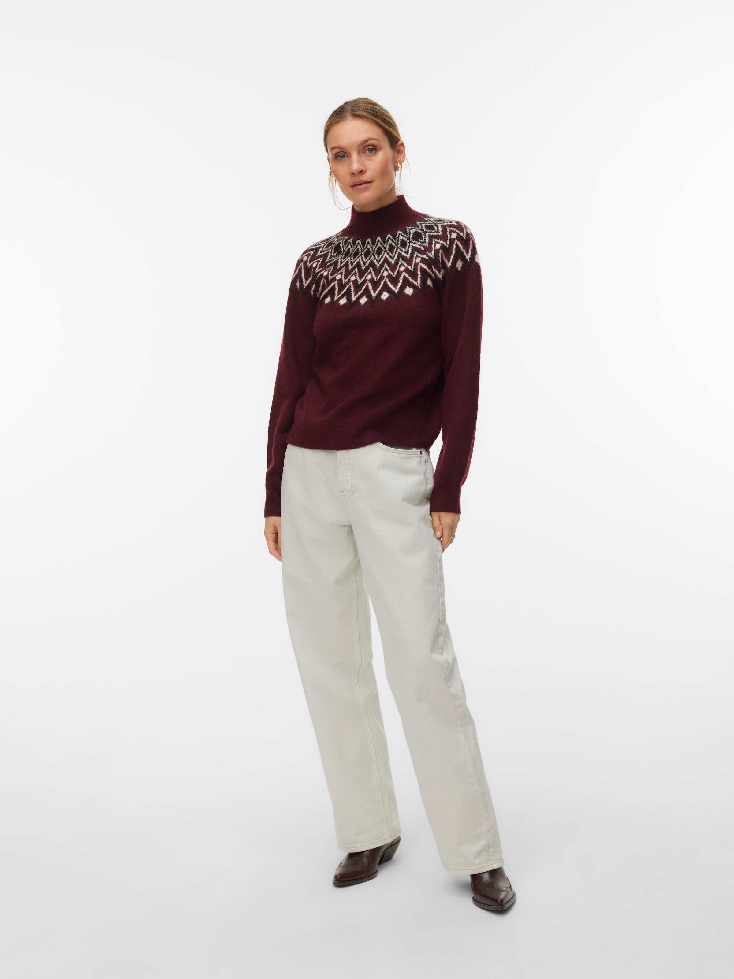 Vero Moda Strickpullover »VMKARLA LS HIGHNECK PULLOVER BOO« Materialmix