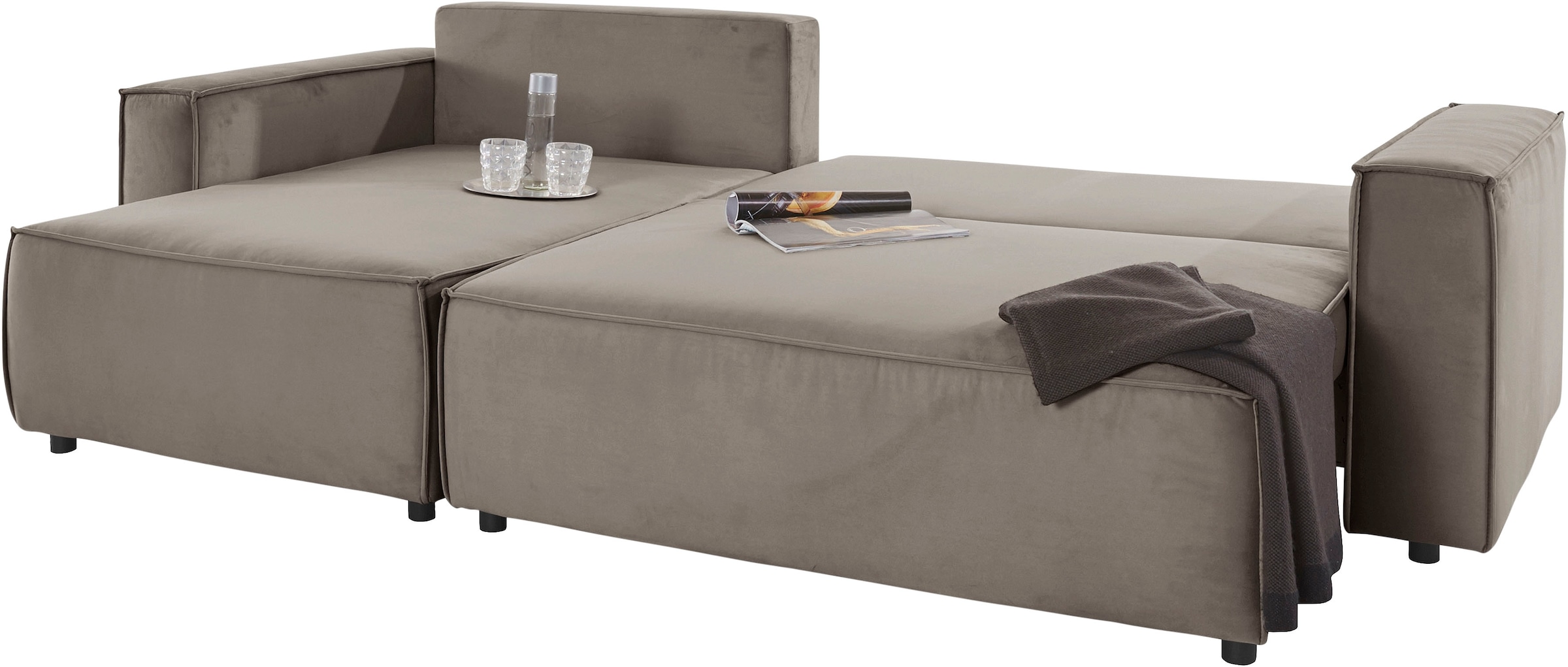INOSIGN Ecksofa »Marva L-Form« incl. Bettfunktion und Bettkasten, Federkern